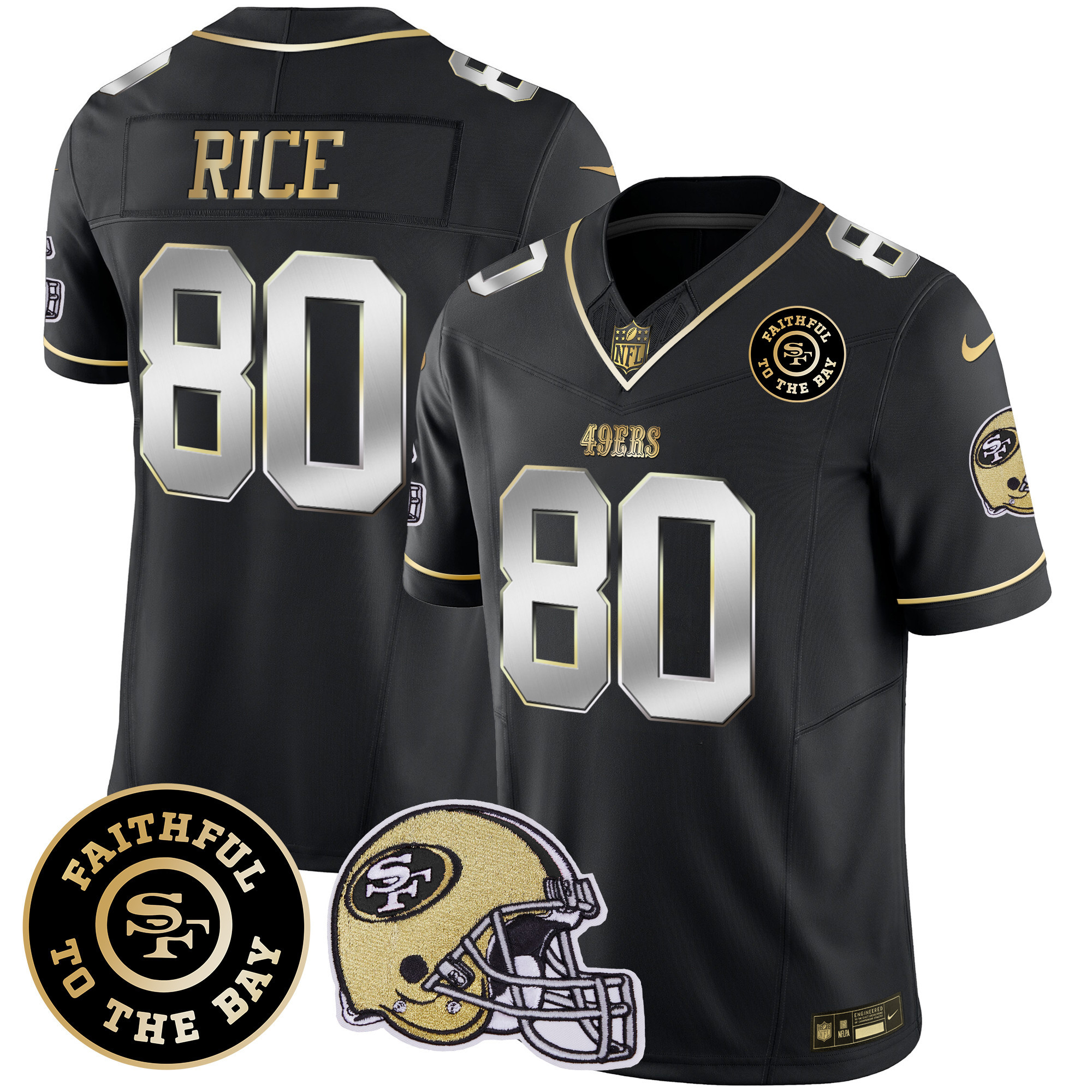 Men's Jerry Rice San Francisco 49ers Faithful To The Bay Patch Vapor Limited Black Limited Jersey V5 - All Stitched