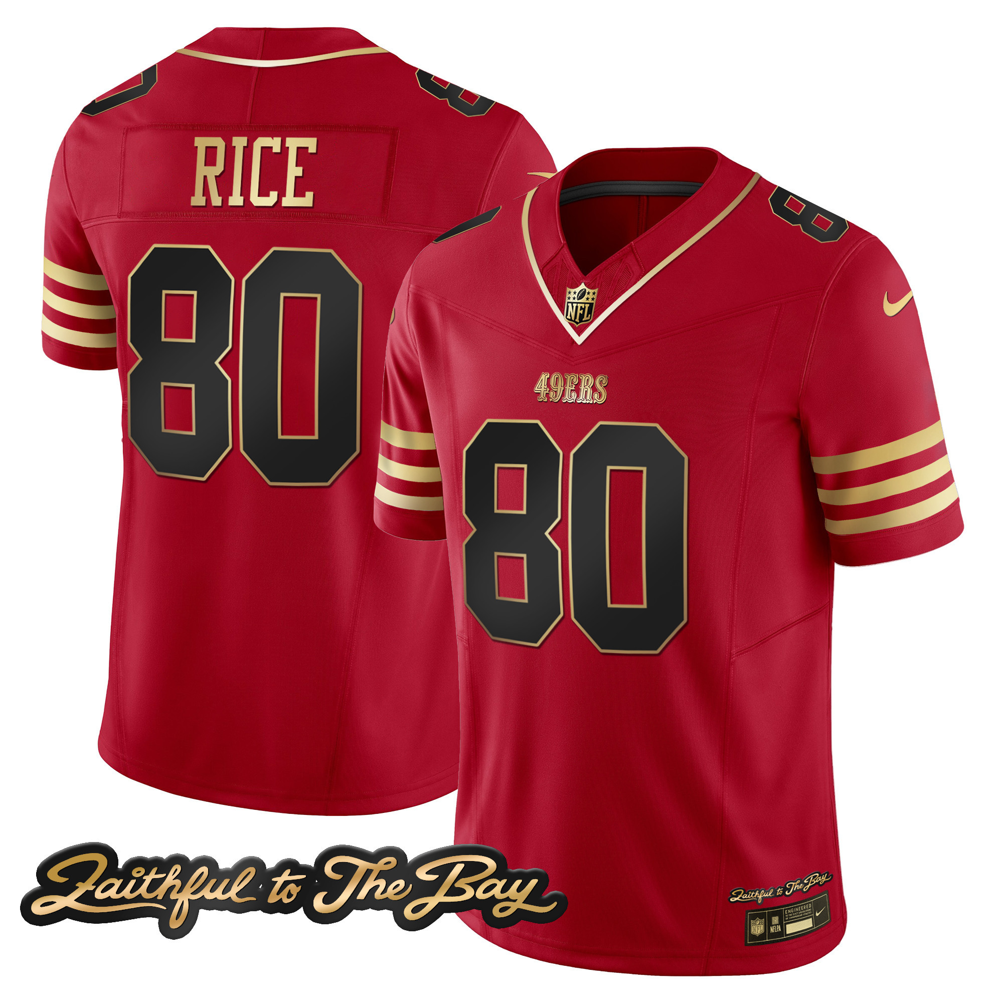 Men's Jerry Rice San Francisco 49ers Faithful To The Bay Patch Vapor Limited Black Scarlet Jersey V3 - All Stitched
