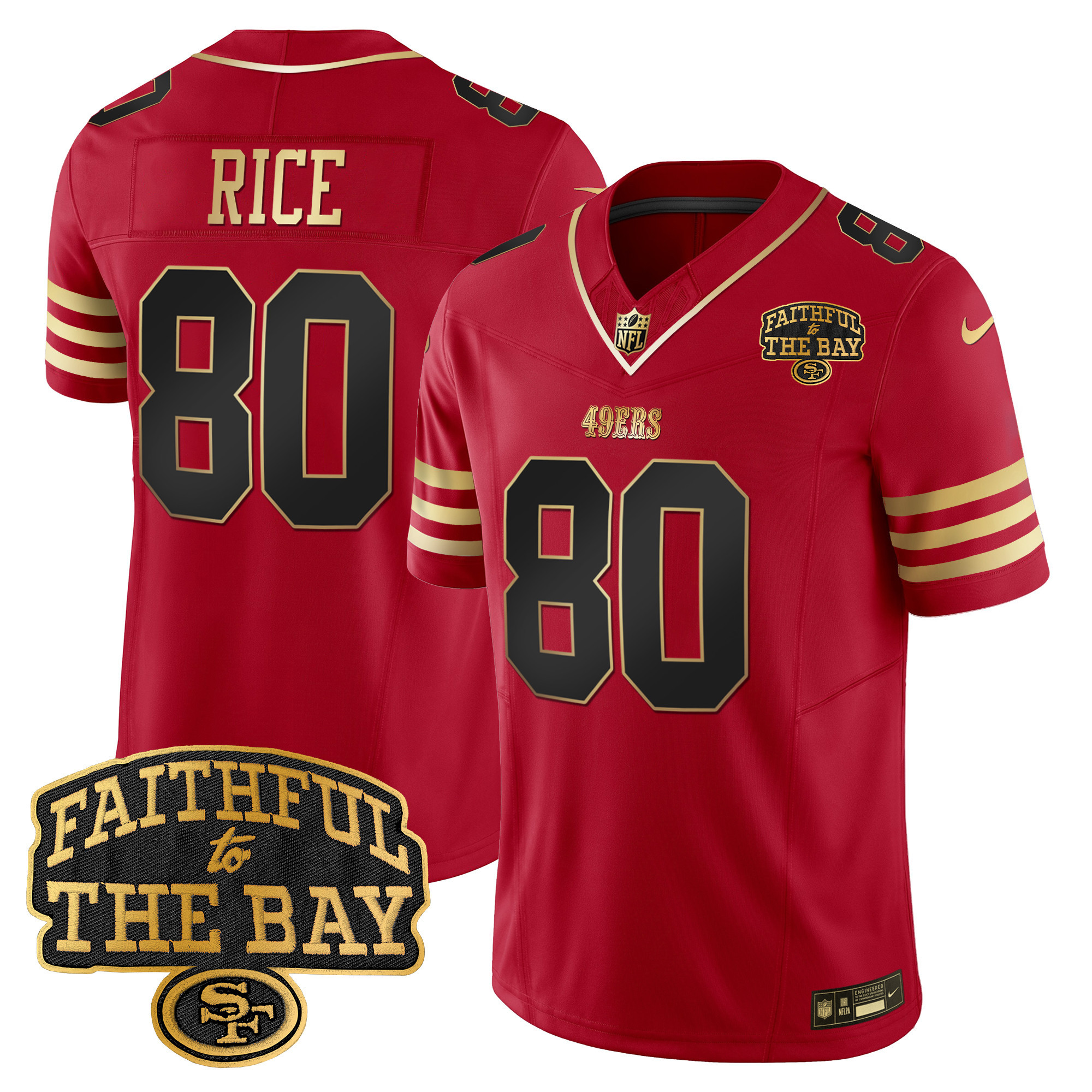 Men's Jerry Rice San Francisco 49ers Faithful To The Bay Patch Vapor Limited Black Scarlet Jersey V8 - All Stitched