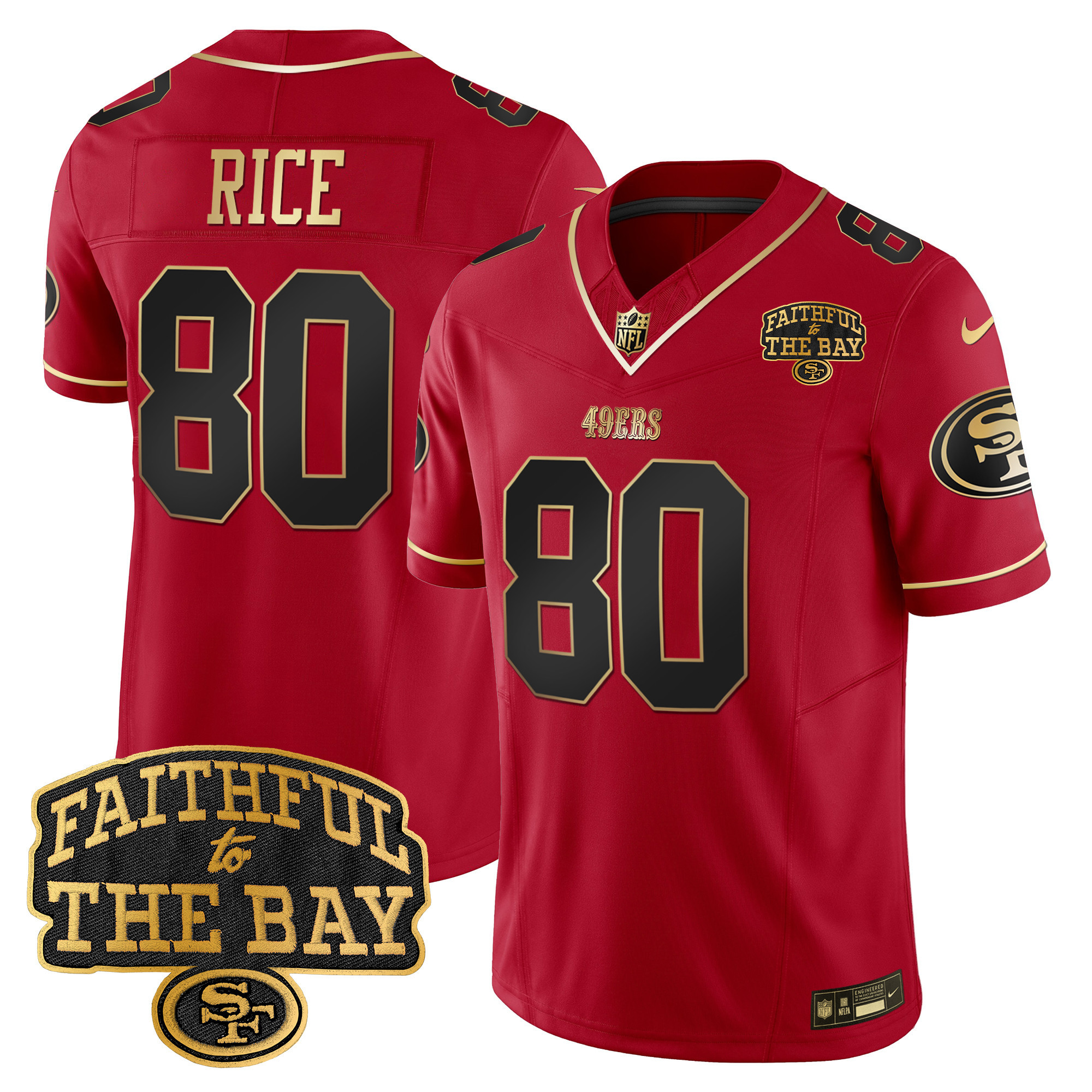 Men's Jerry Rice San Francisco 49ers Faithful To The Bay Patch Vapor Limited Scarlet Limited Jersey V8 - All Stitched