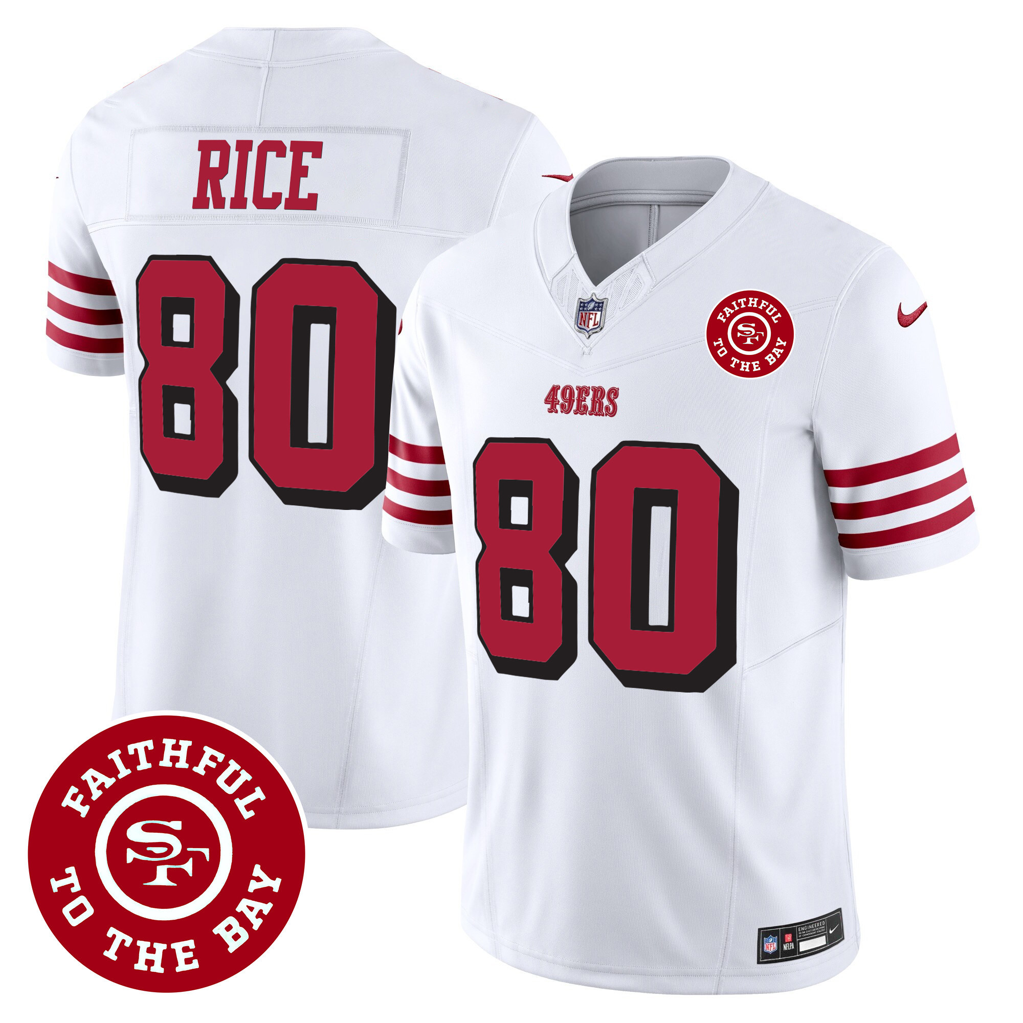 Men's Jerry Rice San Francisco 49ers Faithful To The Bay Patch Vapor White Jersey V2 - All Stitched