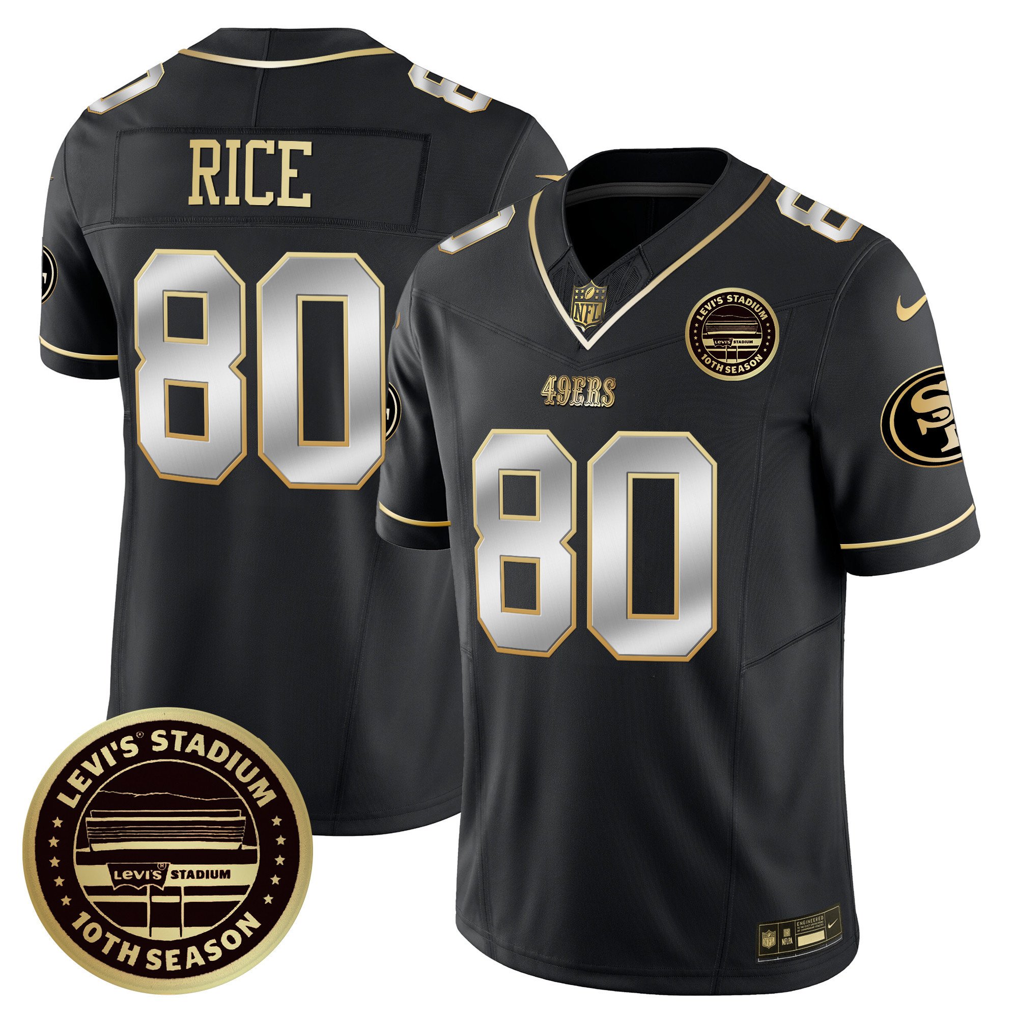Men's Jerry Rice San Francisco 49ers Levi's Stadium 10th Season Patch Vapor Limited Black Limited Jersey - All Stitched