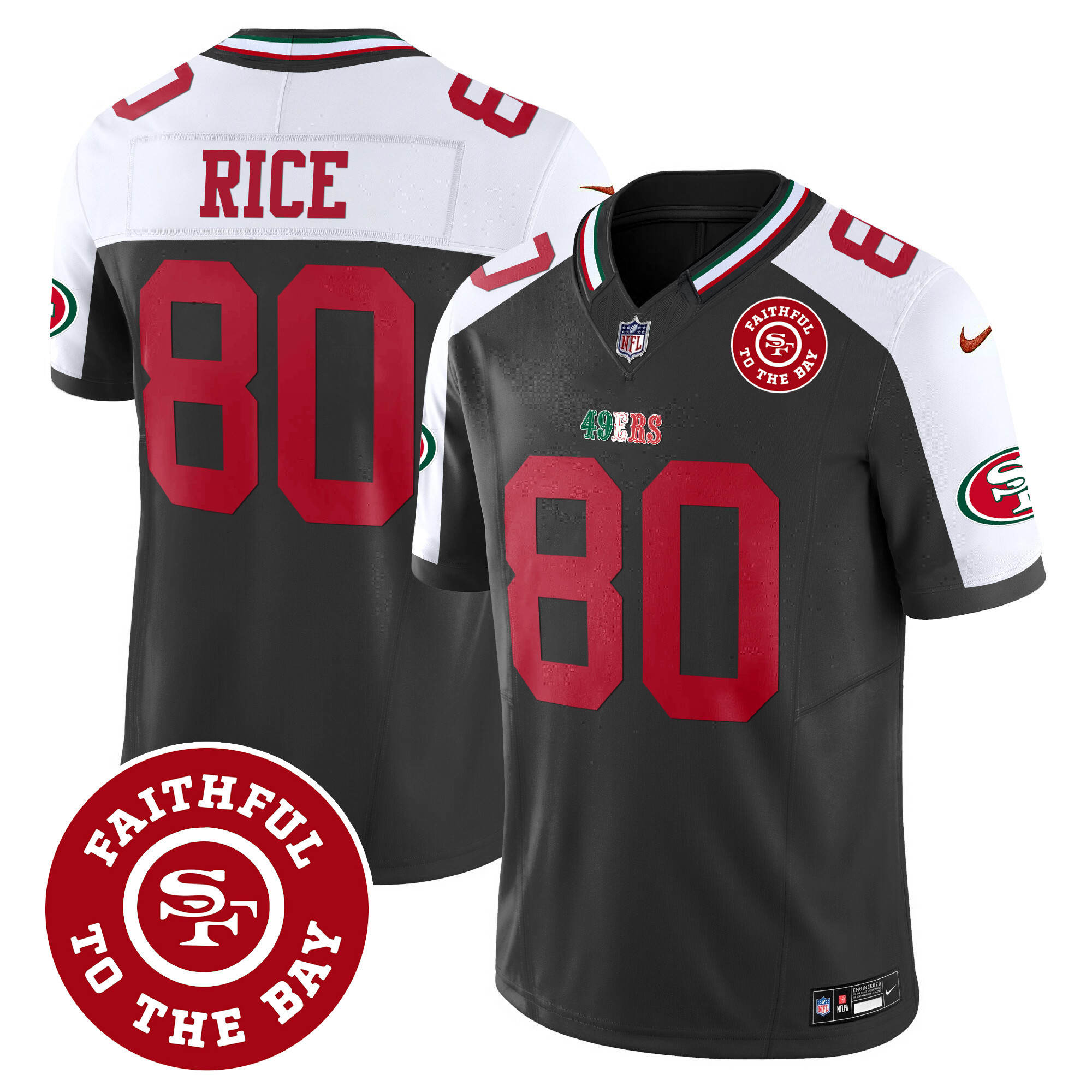 Men's Jerry Rice San Francisco 49ers Mexico Faithful To The Bay Patch Vapor Black Alternate Jersey - All Stitched