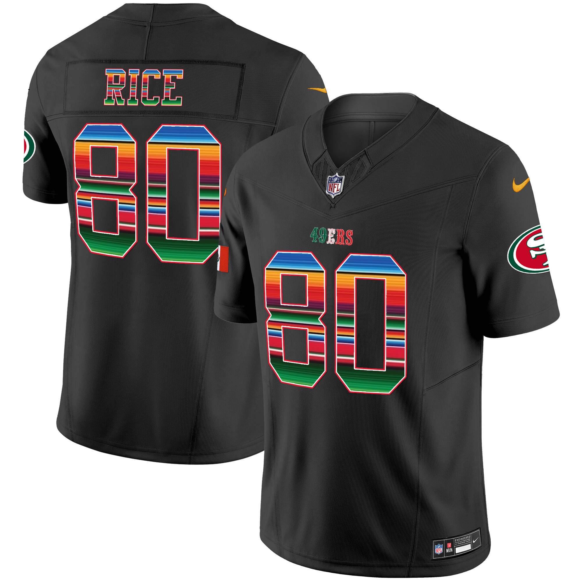 Men's Jerry Rice San Francisco 49ers Mexico Vapor Black Jersey V3 - All Stitched