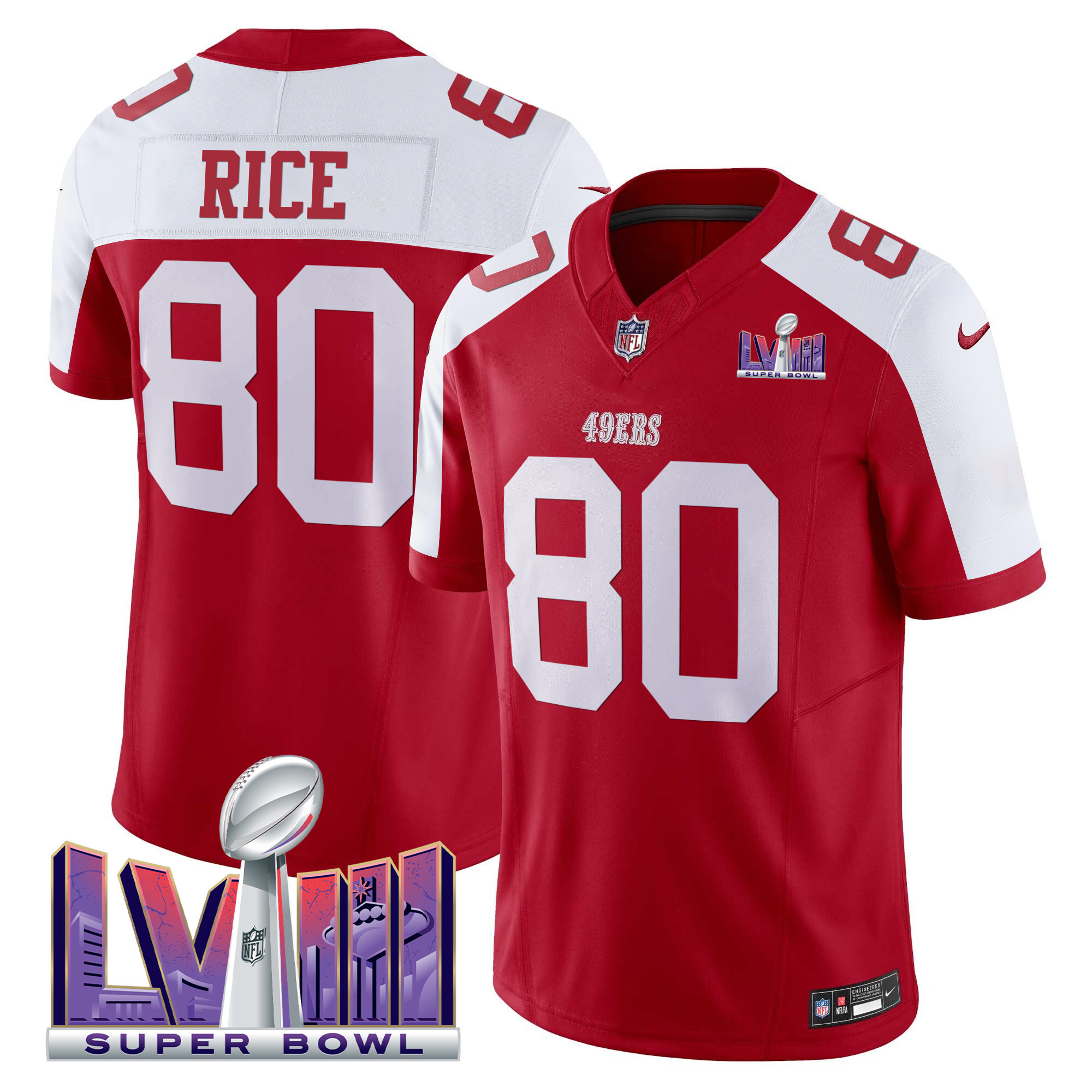 Men's Jerry Rice San Francisco 49ers Super Bowl LVIII Patch Vapor Limited Alternate Jersey - All Stitched