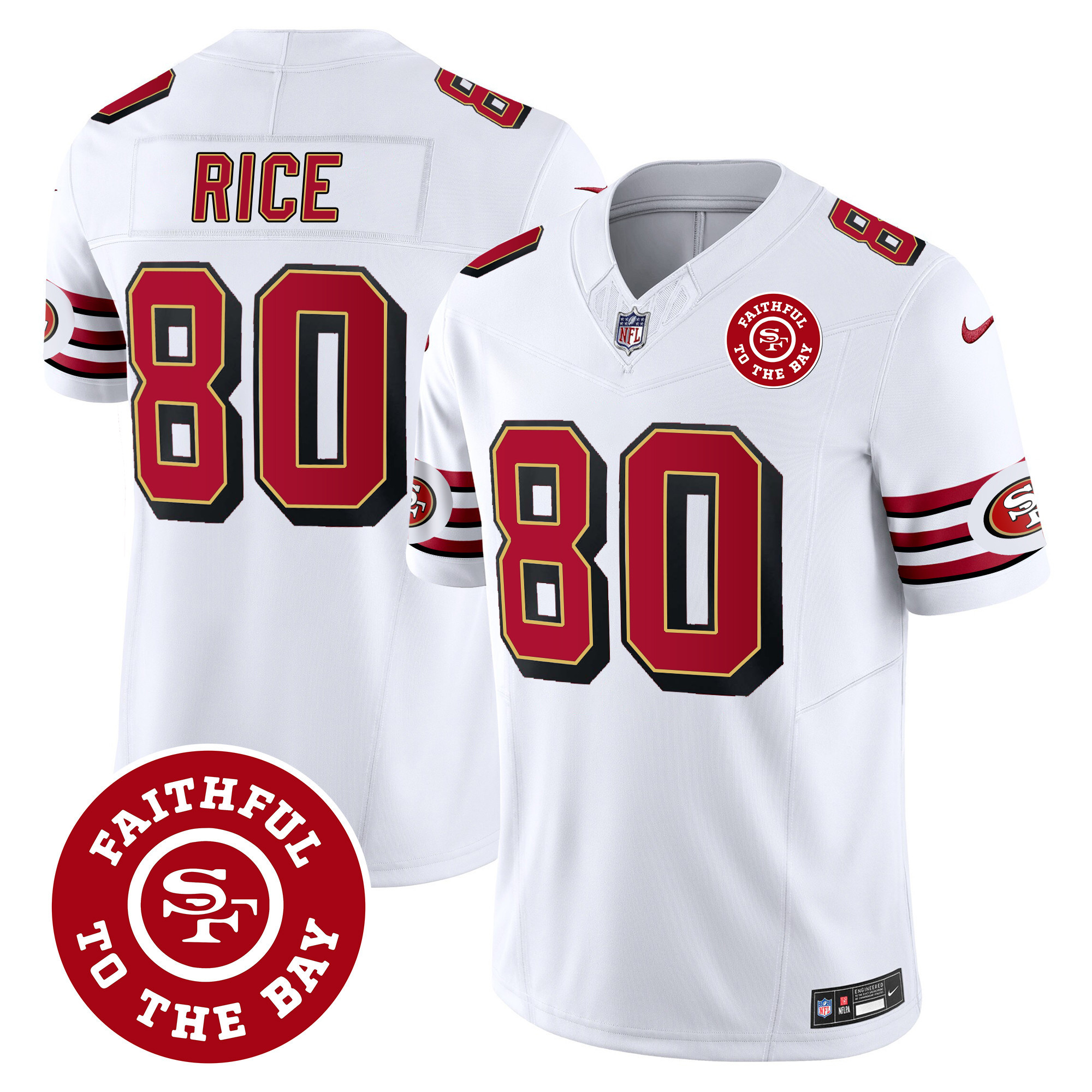 Men's Jerry Rice San Francisco 49ers Throwback Faithful To The Bay Patch Vapor Limited White Jersey - All Stitched