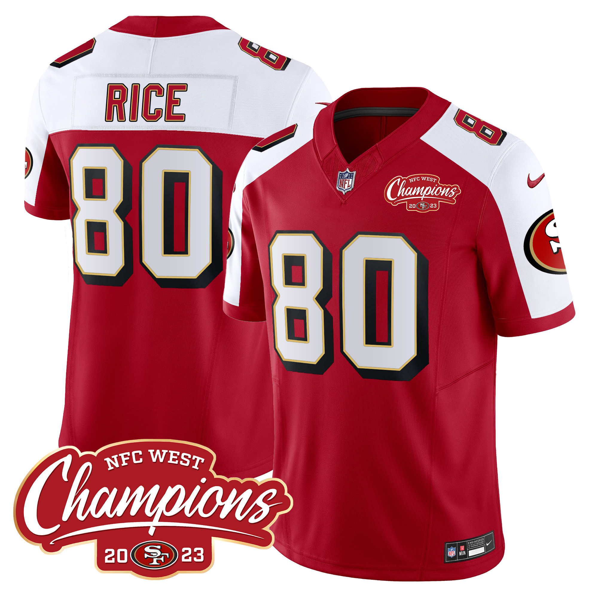 Men's Jerry Rice San Francisco 49ers Throwback NFC West Champions Patch Vapor Alternate Jersey - All Stitched