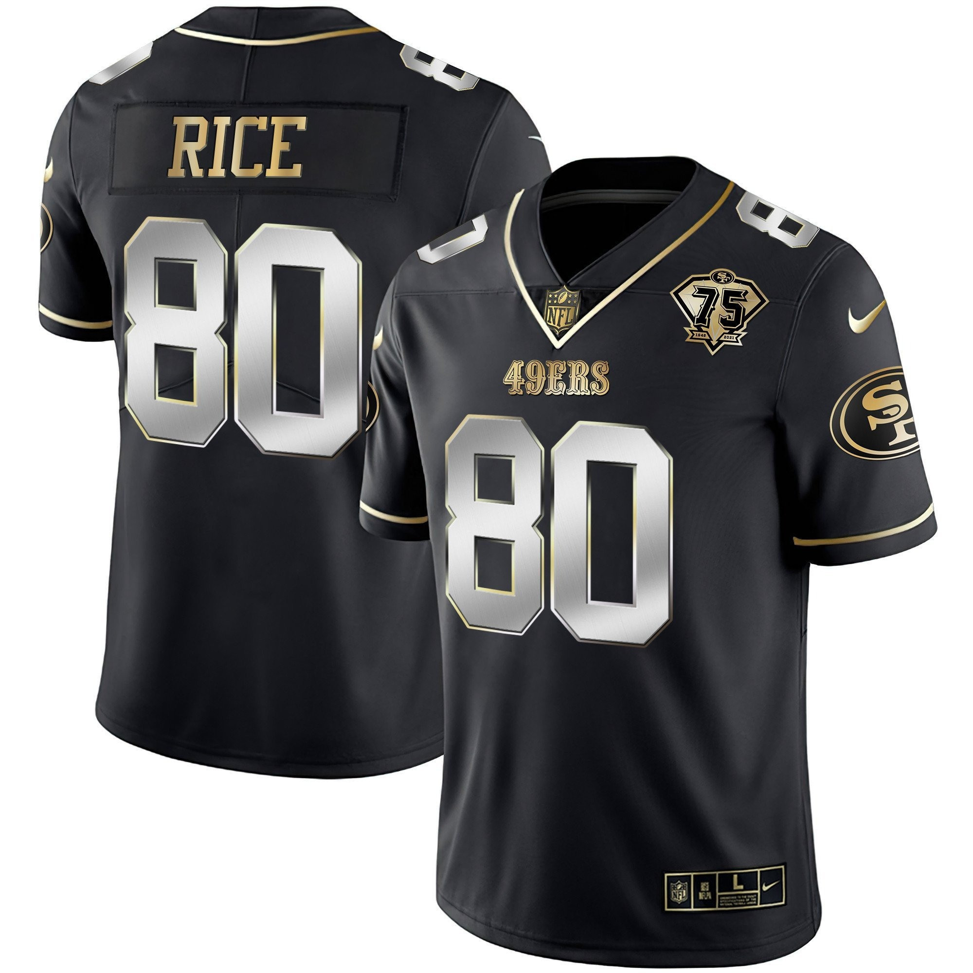 Men's Jerry Rice San Francisco 49ers Vapor Gold Black Limited Jersey Collection - All Stitched
