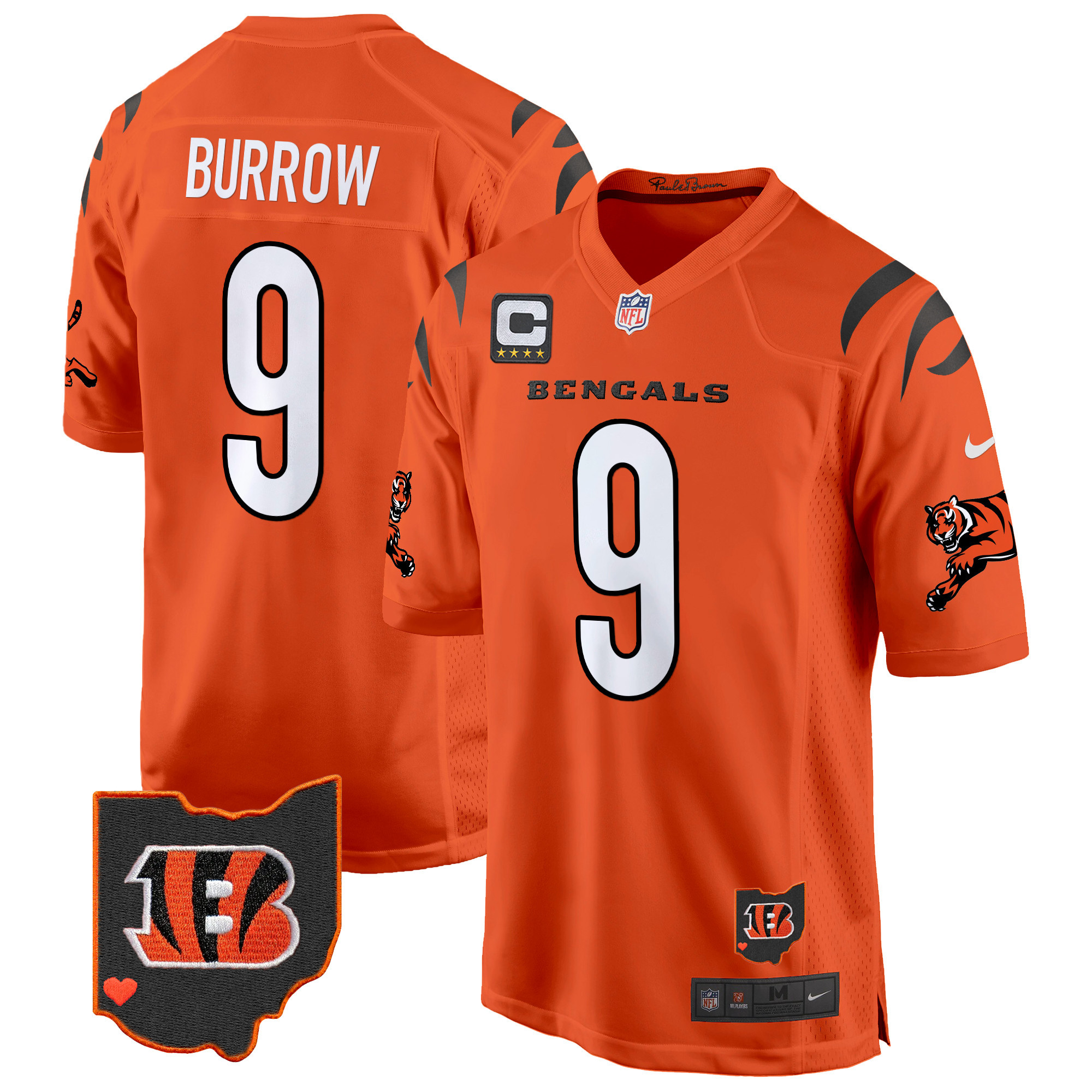 Men's Joe Burrow Cincinnati Bengals 2024 Game Orange Jersey - All Stitched