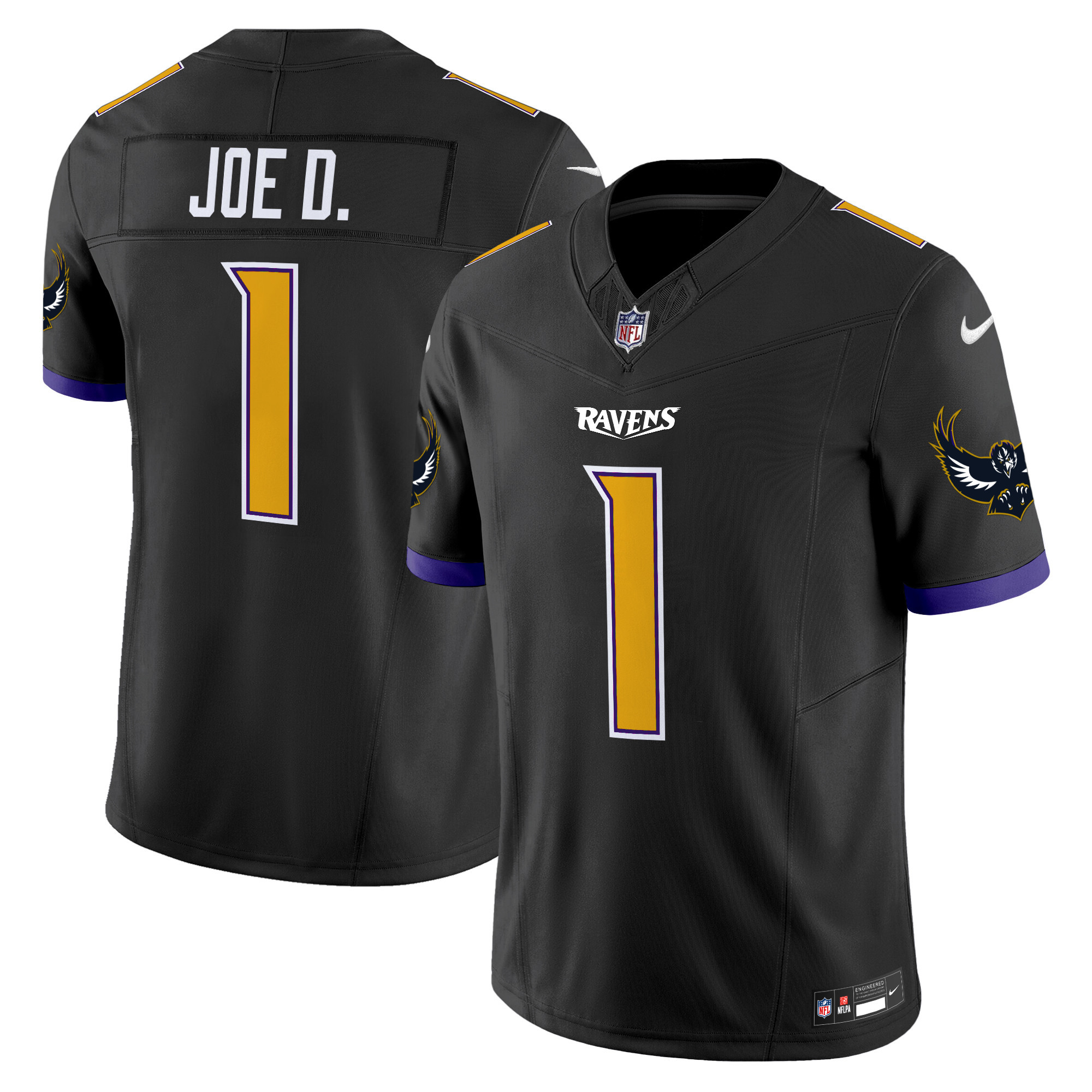 Men's Joe D Baltimore Ravens Special Vapor Limited Black Jersey - All Stitched