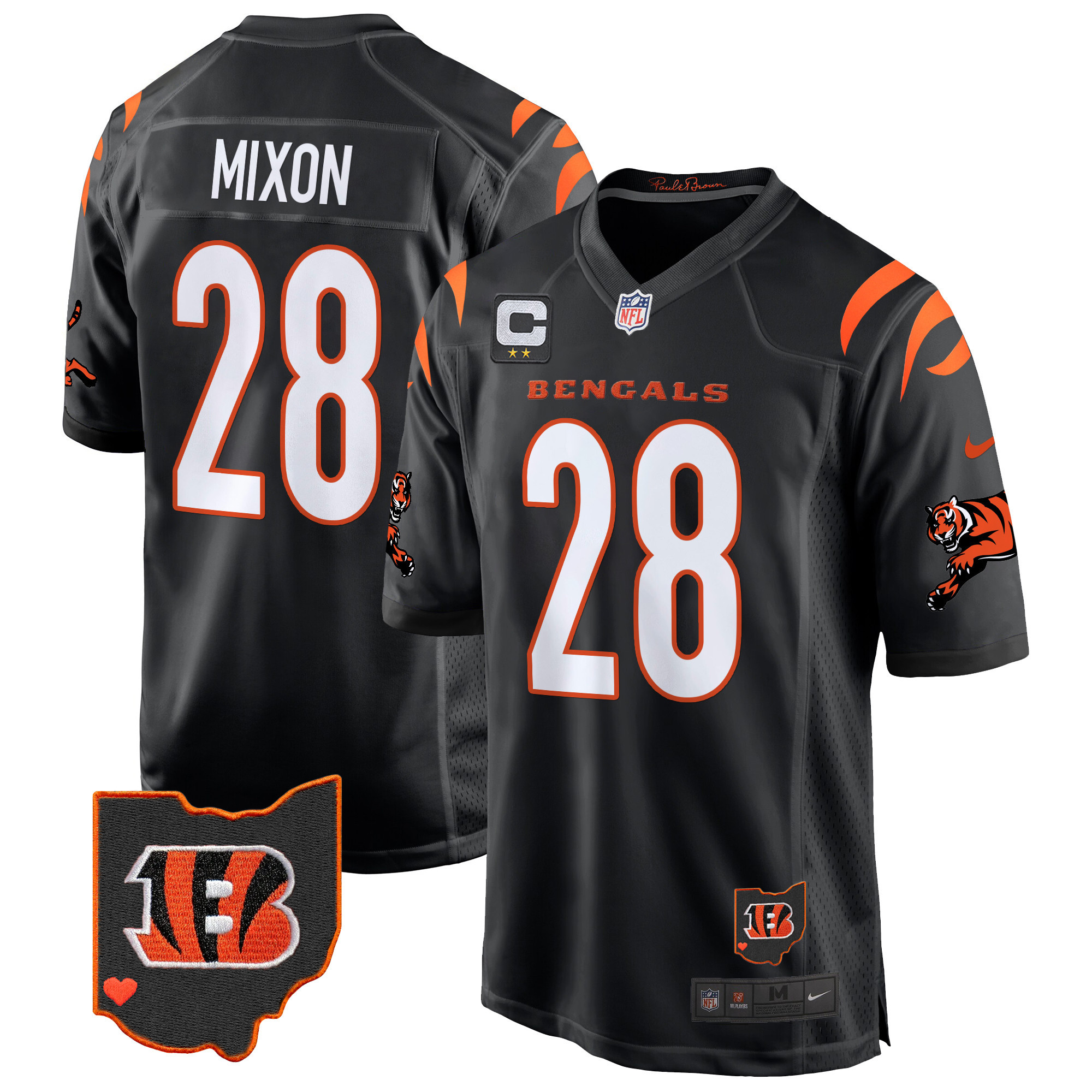 Men's Joe Mixon Cincinnati Bengals 2024 Game Black Jersey - All Stitched