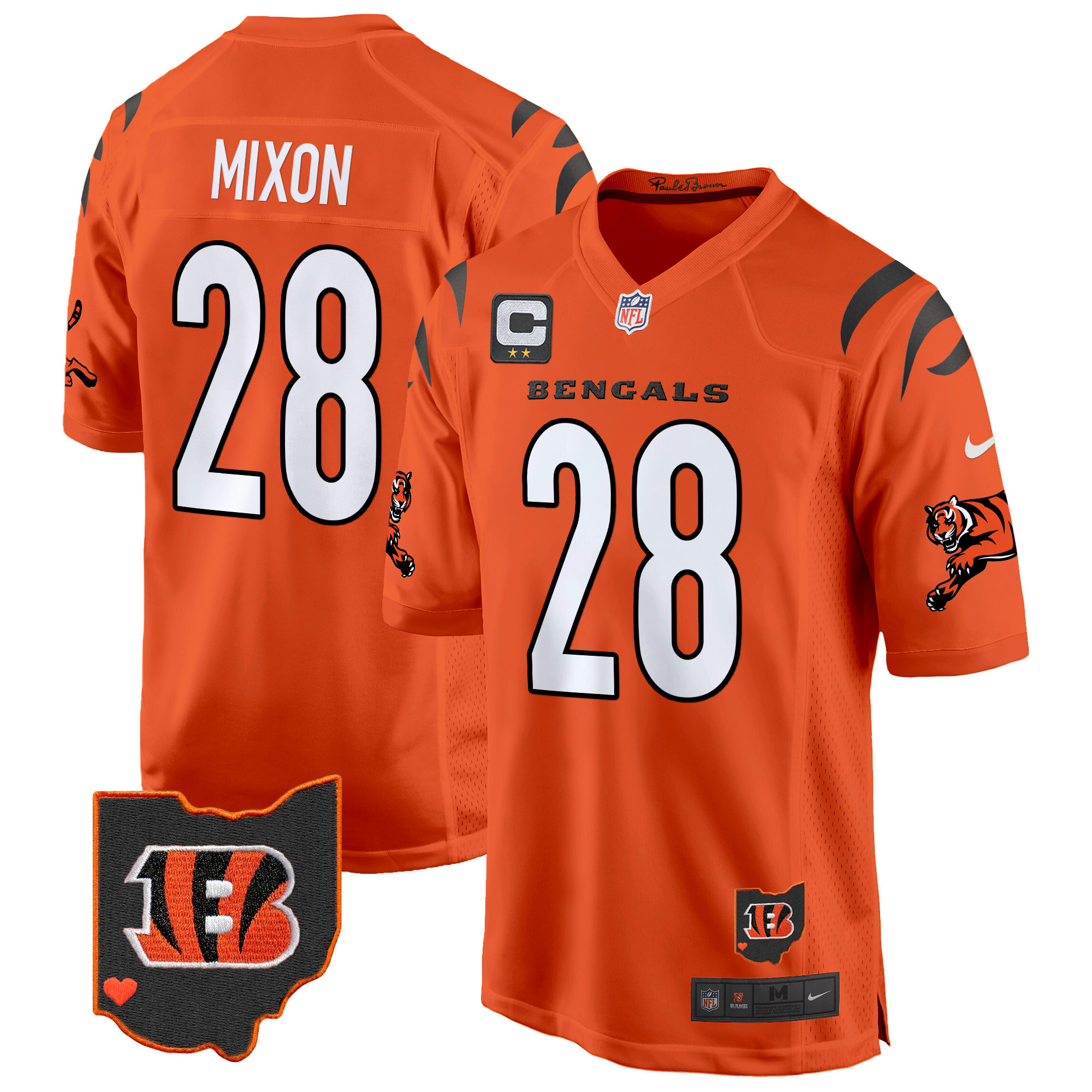 Men's Joe Mixon Cincinnati Bengals 2024 Game Orange Jersey - All Stitched