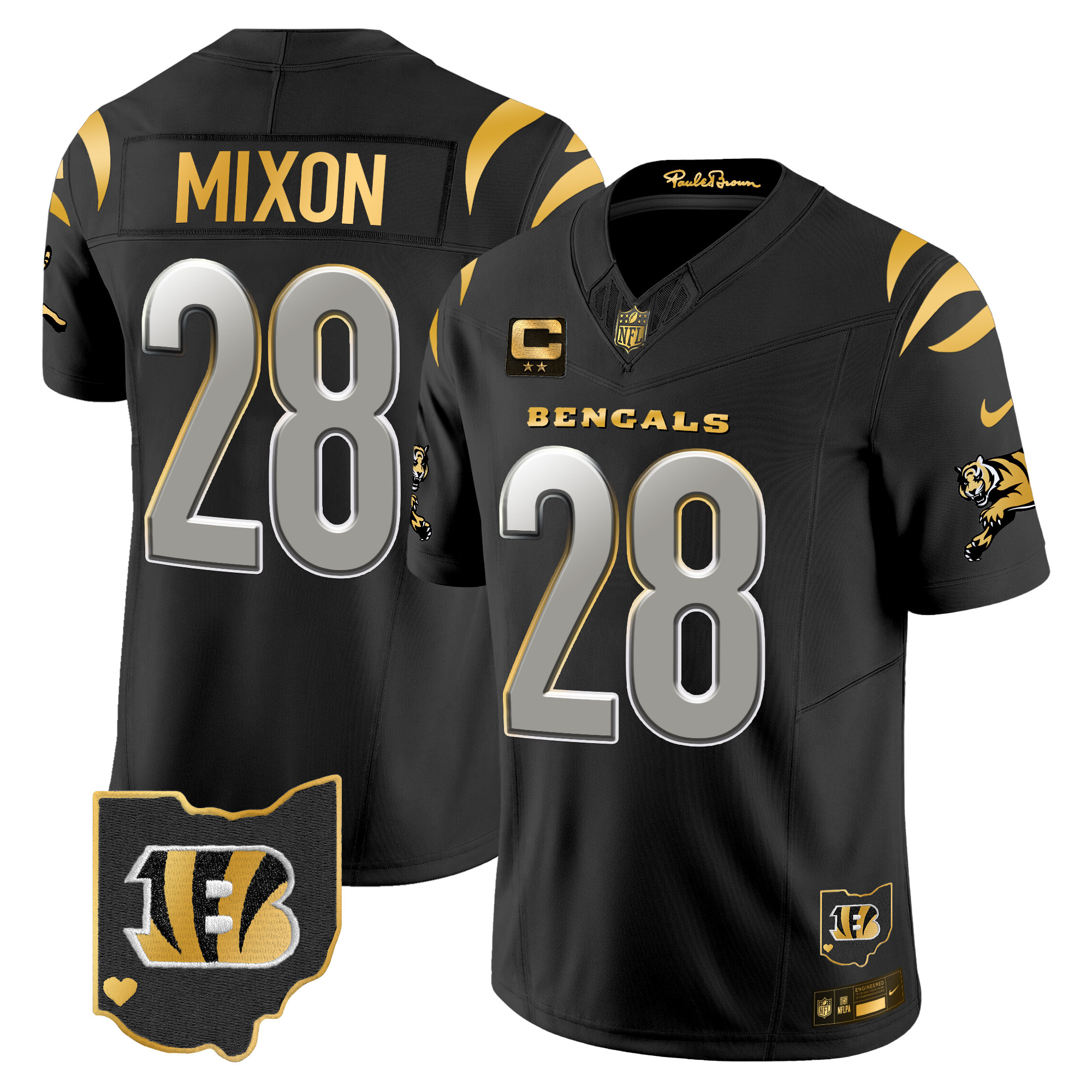 Men's Joe Mixon Cincinnati Bengals 2024 Gold Vapor Limited Black Limited Jersey - All Stitched