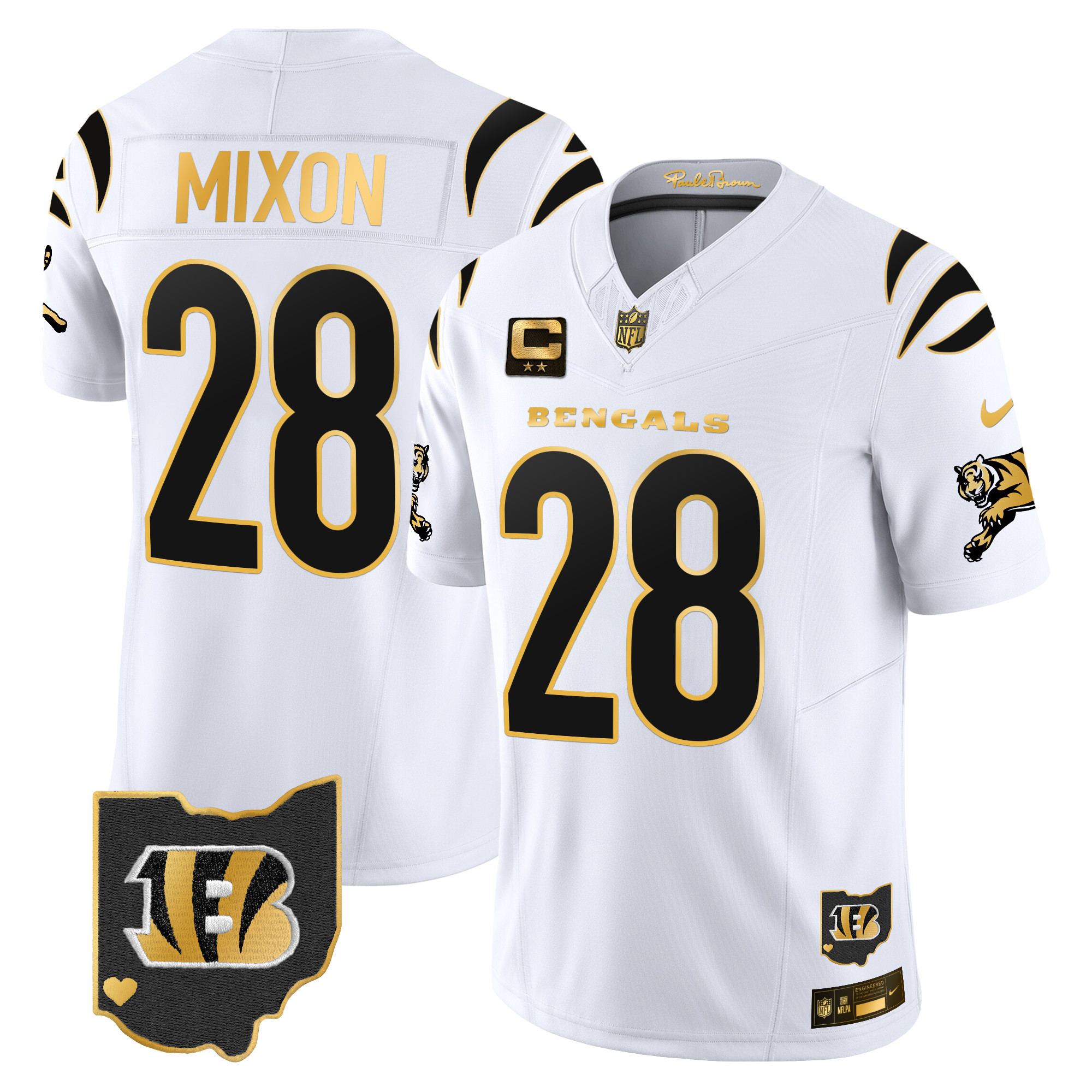 Men's Joe Mixon Cincinnati Bengals 2024 Gold Vapor Limited White Gold Jersey - All Stitched