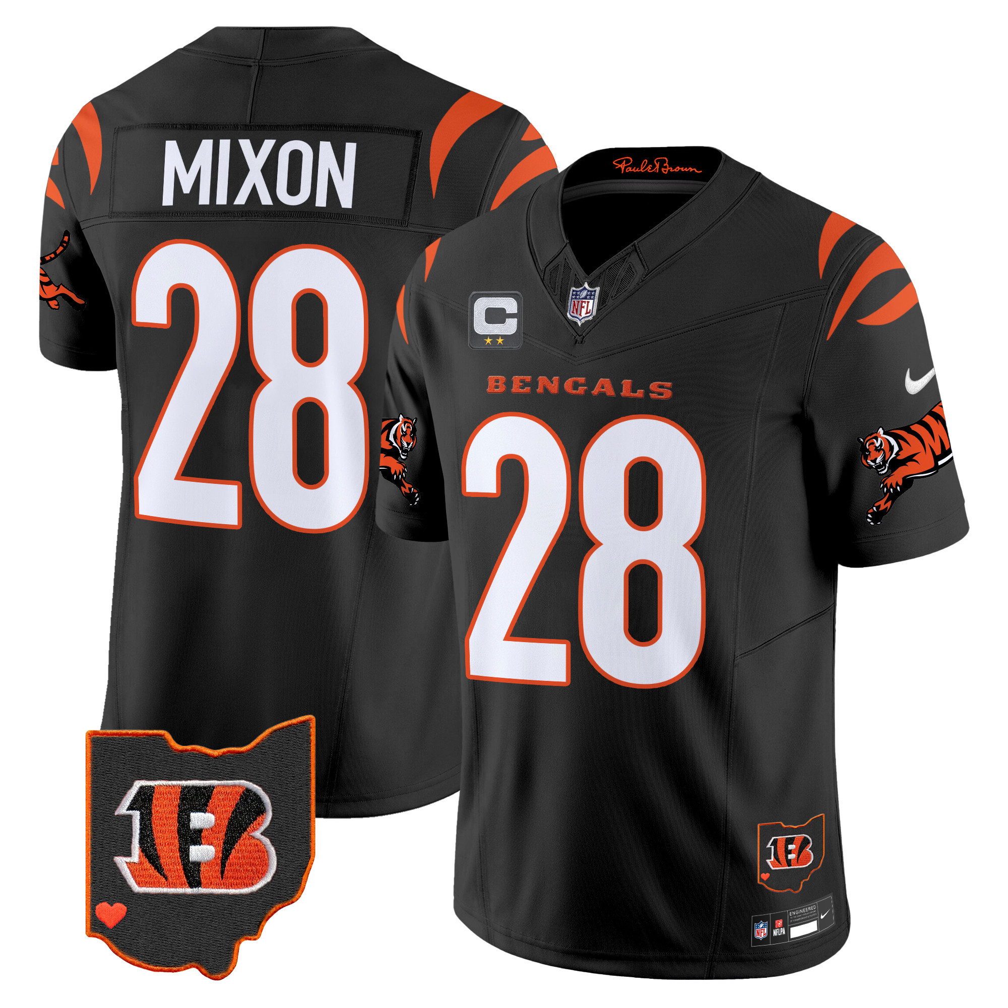 Men's Joe Mixon Cincinnati Bengals 2024 Vapor Limited Black Jersey - All Stitched