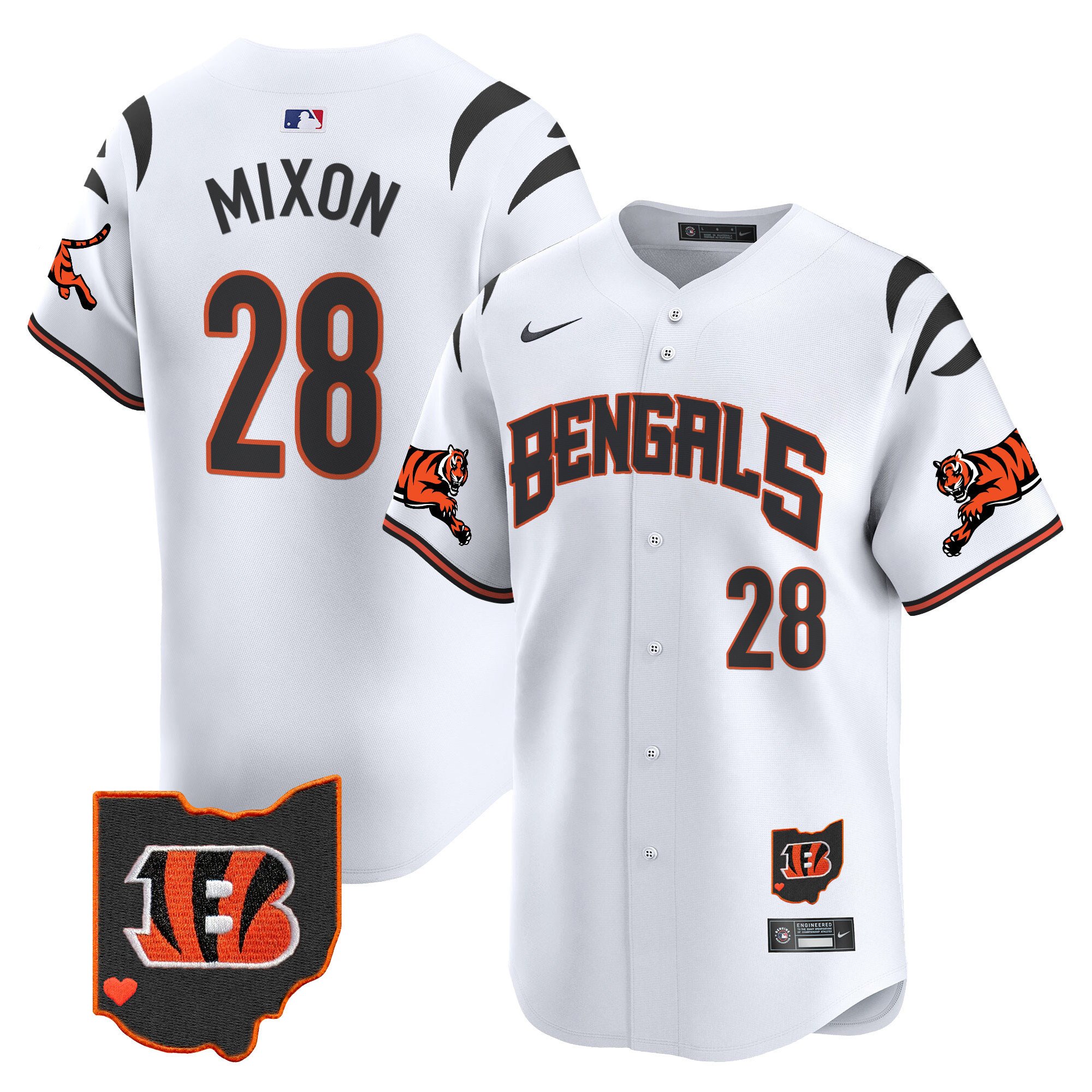 Men's Joe Mixon Cincinnati Bengals Vapor Premier Limited White Jersey - All Stitched