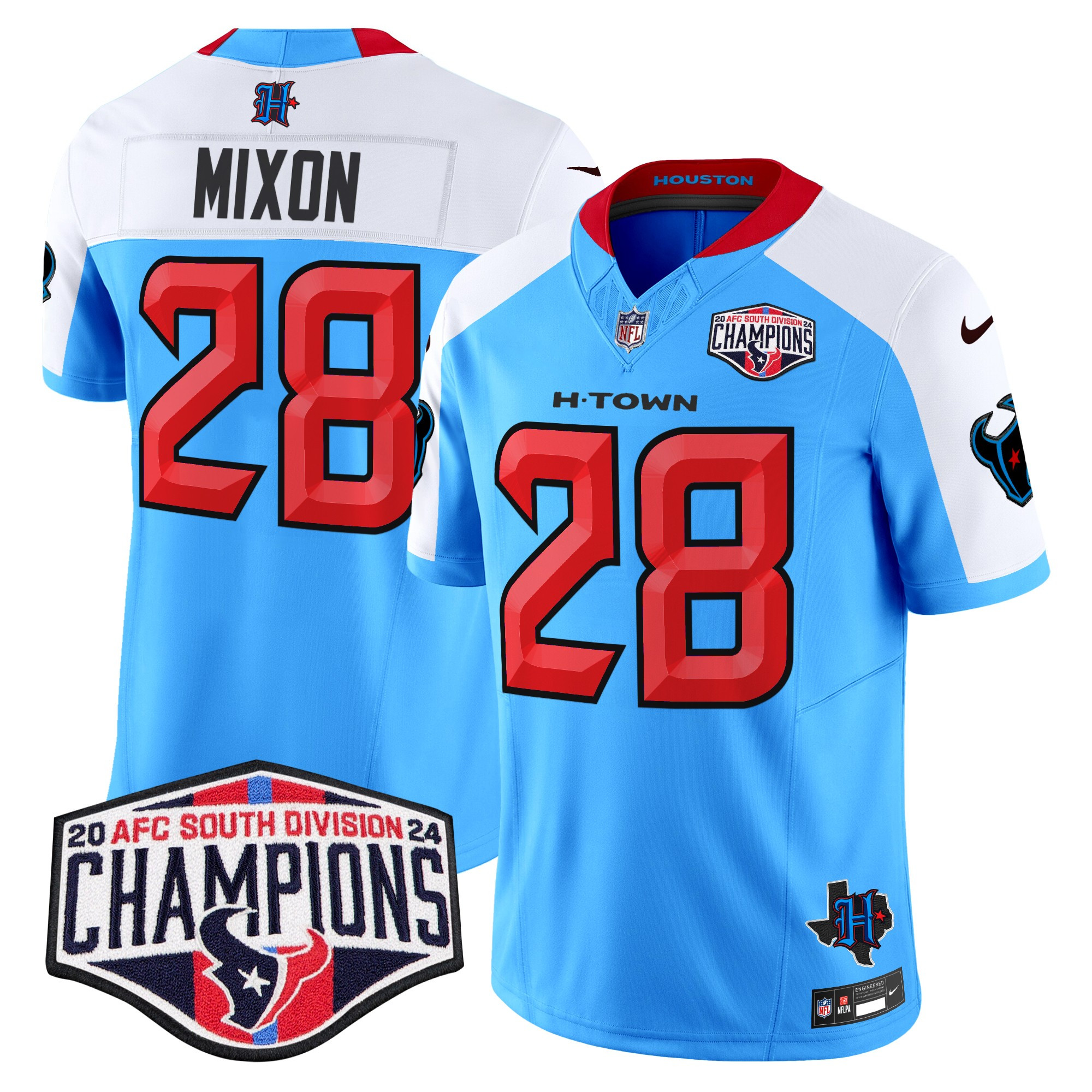 Men's Joe Mixon Houston Texans 2024 AFC South Division Champions Patch Vapor Limited Blue Alternate Jersey - All Stitched