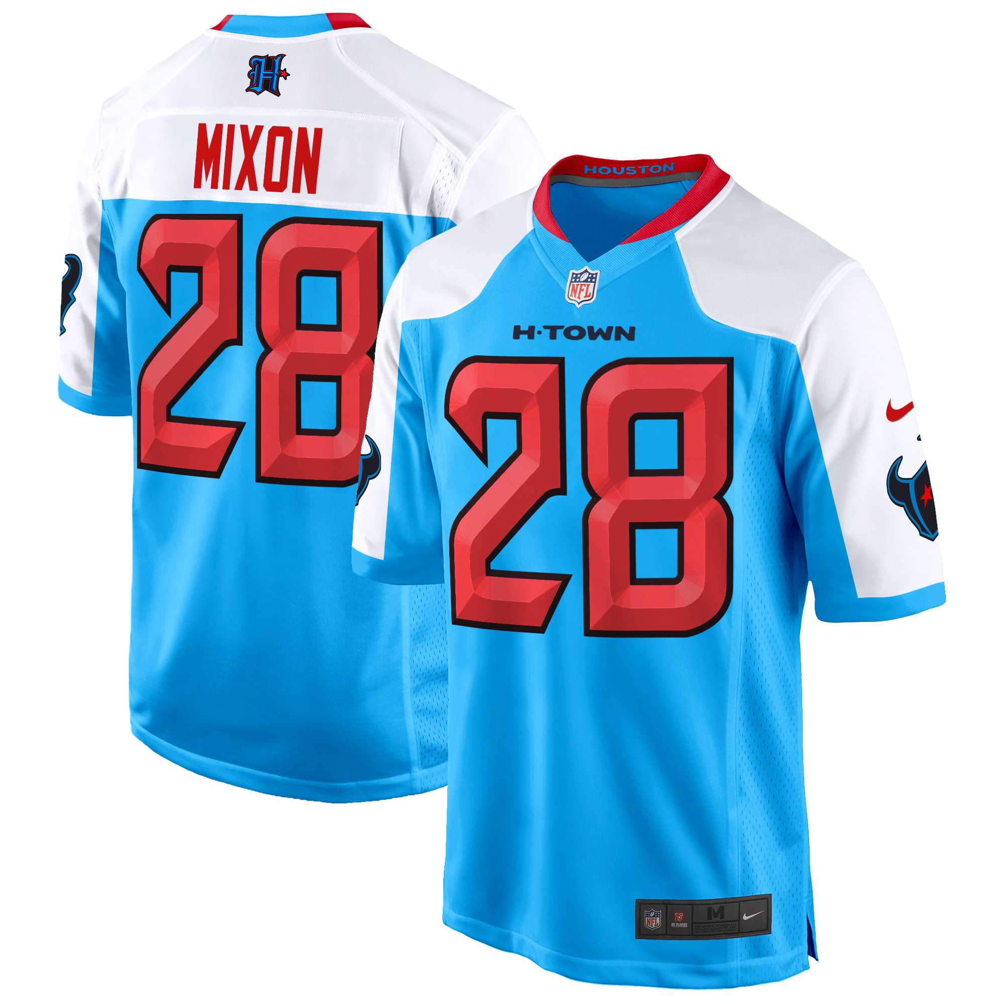 Men's Joe Mixon Houston Texans 2024 Game Blue Alternate Jersey - All Stitched