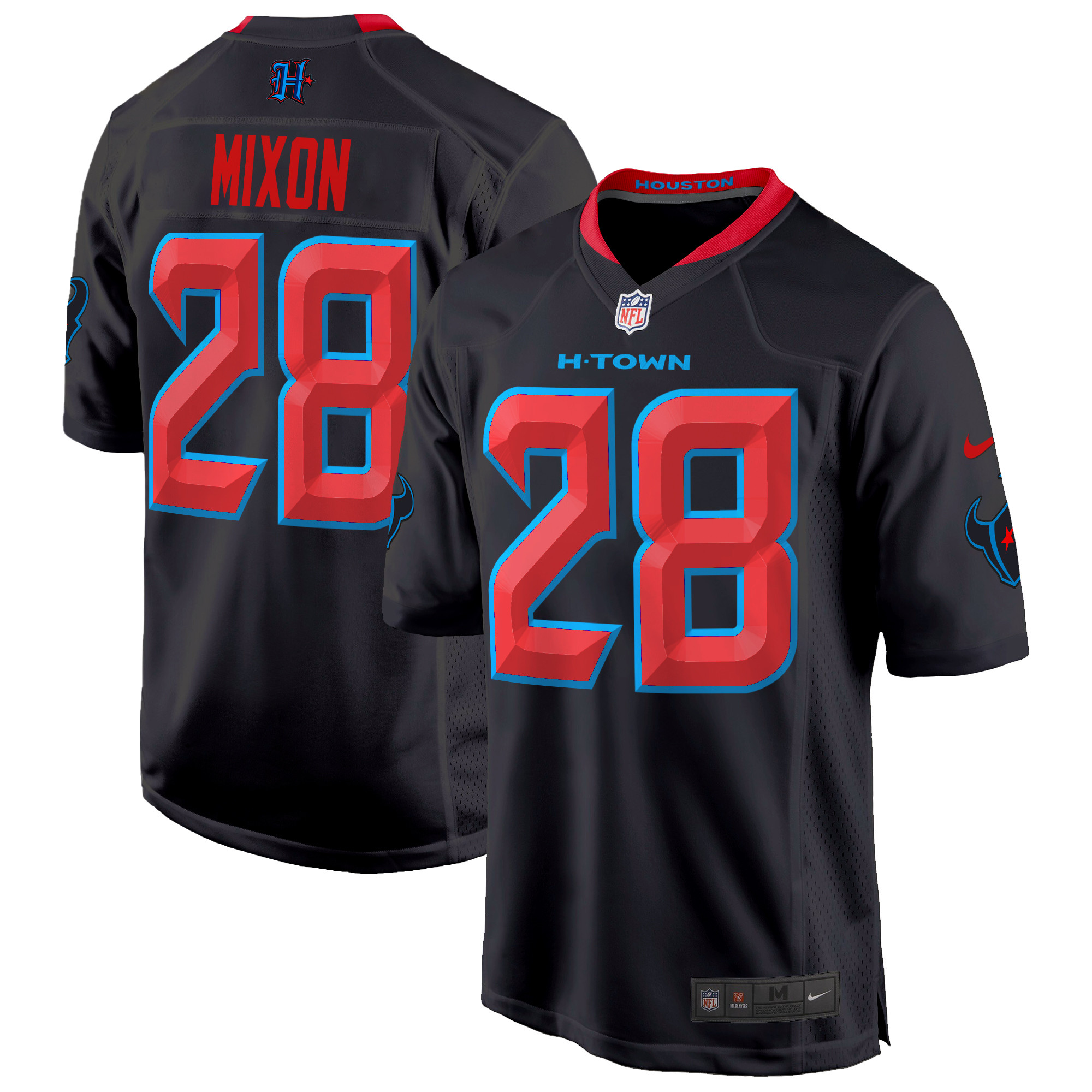 Men's Joe Mixon Houston Texans 2024 Game Navy Limited Jersey - All Stitched