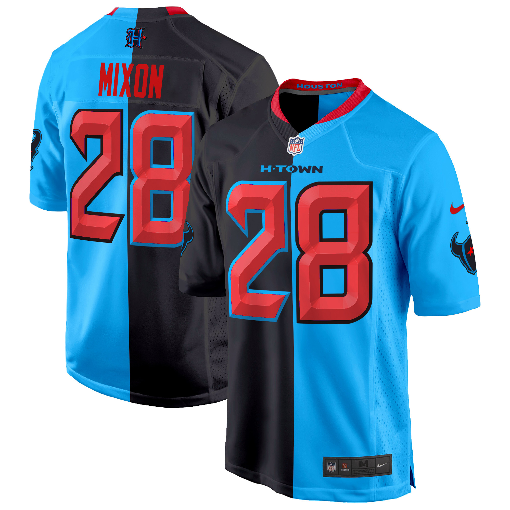 Men's Joe Mixon Houston Texans 2024 Game Split Jersey - All Stitched