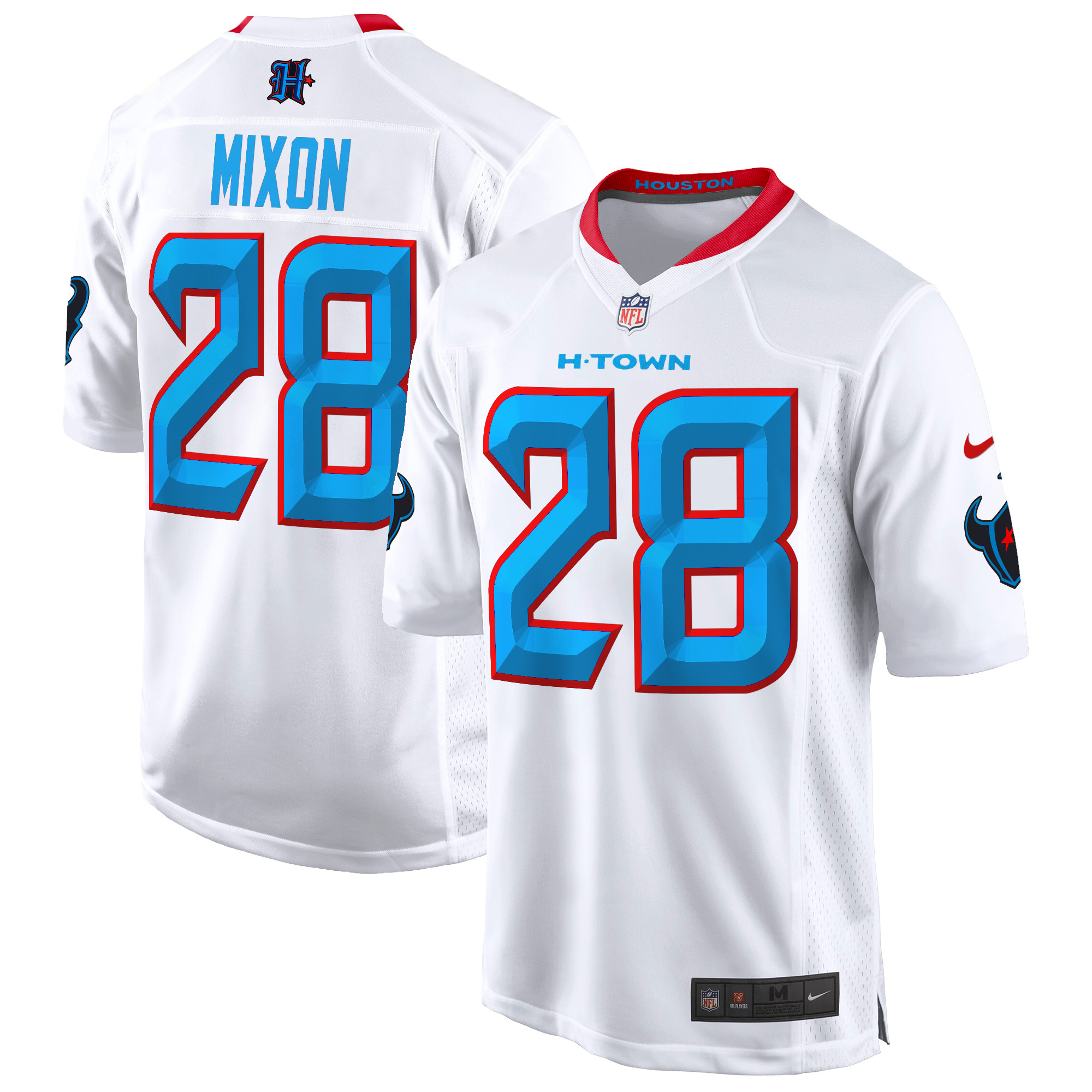Men's Joe Mixon Houston Texans 2024 Game White Jersey - All Stitched