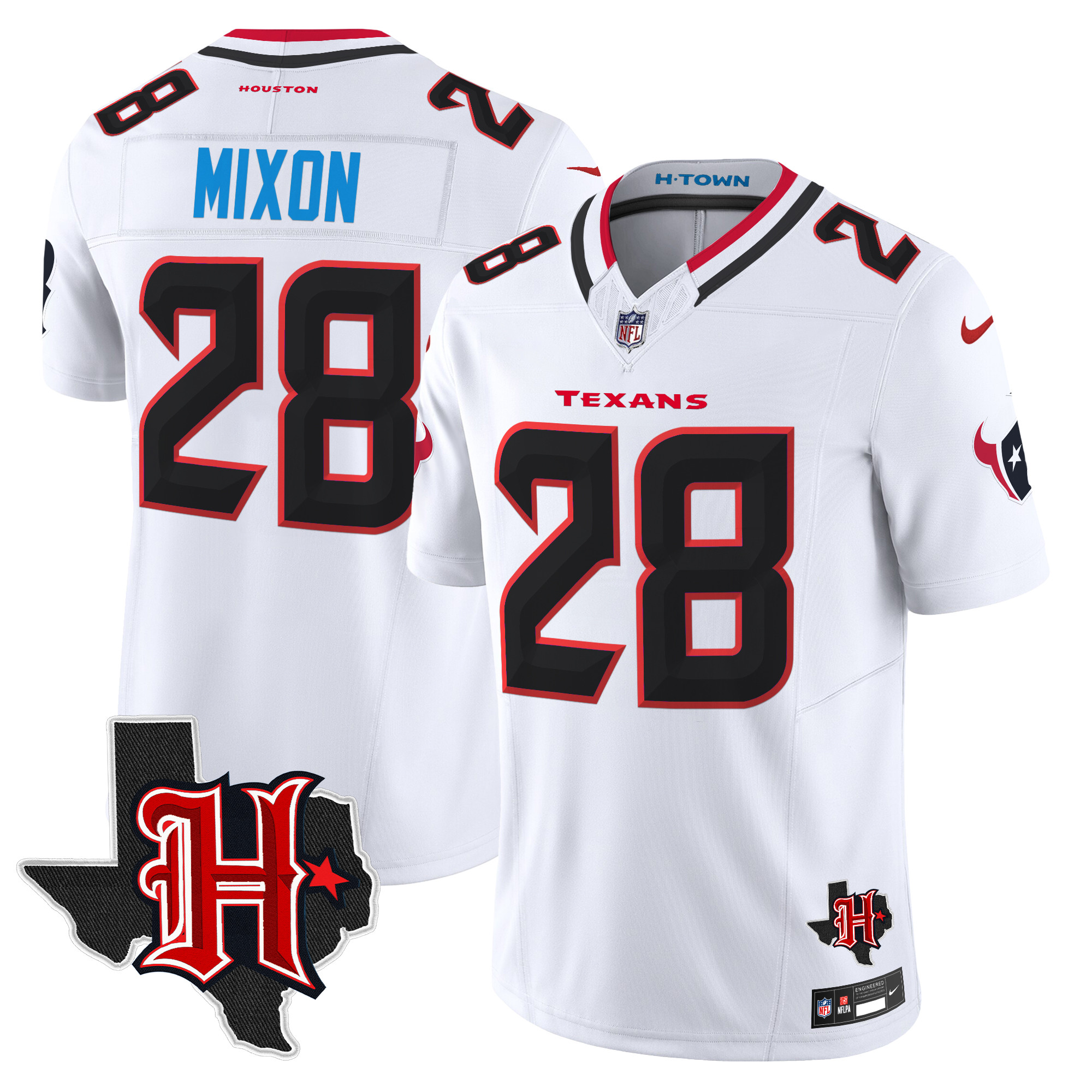 Men's Joe Mixon Houston Texans 2024 Texas Patch Vapor Limited White Jersey - All Stitched