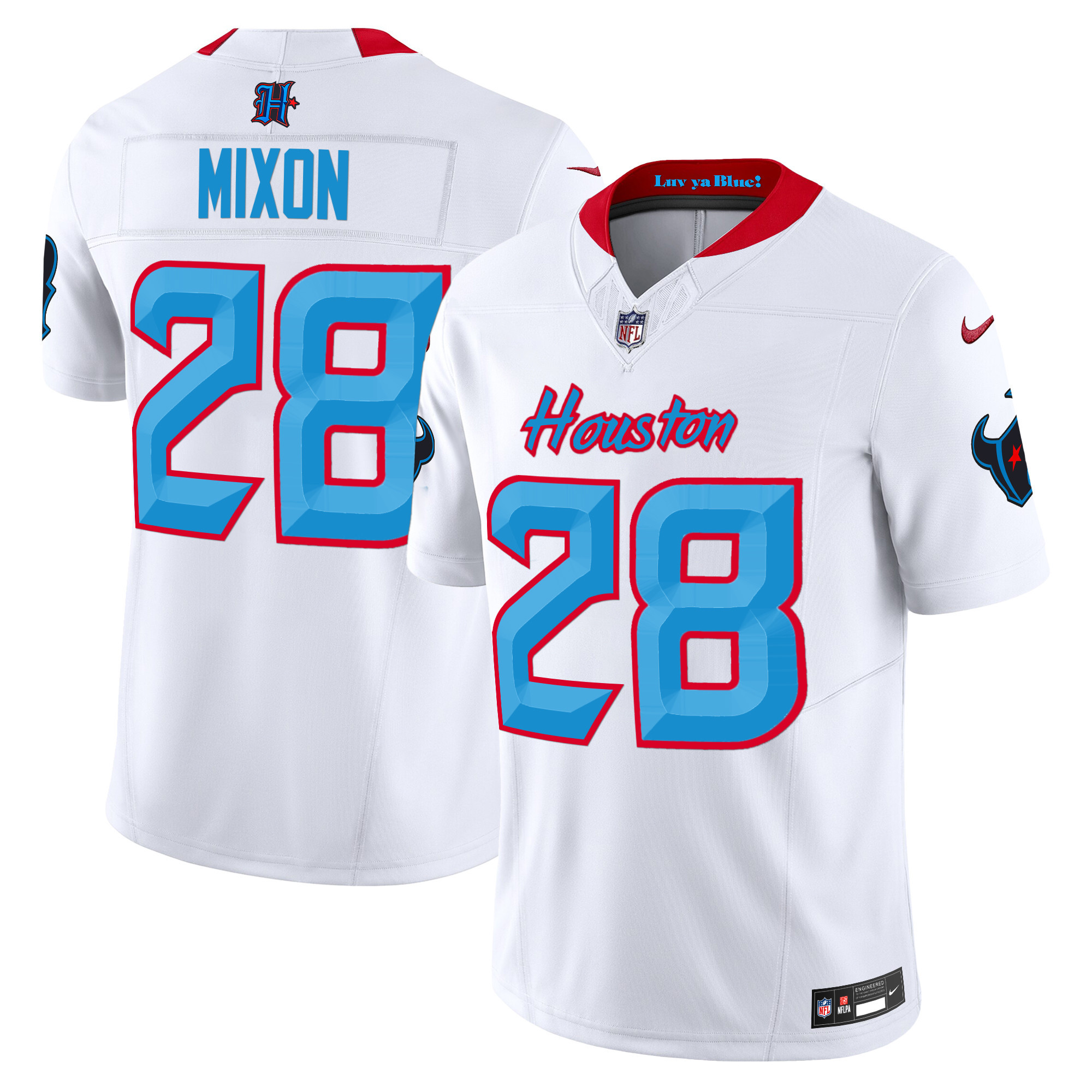 Men's Joe Mixon Houston Texans 2024 Vapor Limited White Jersey V4 - All Stitched