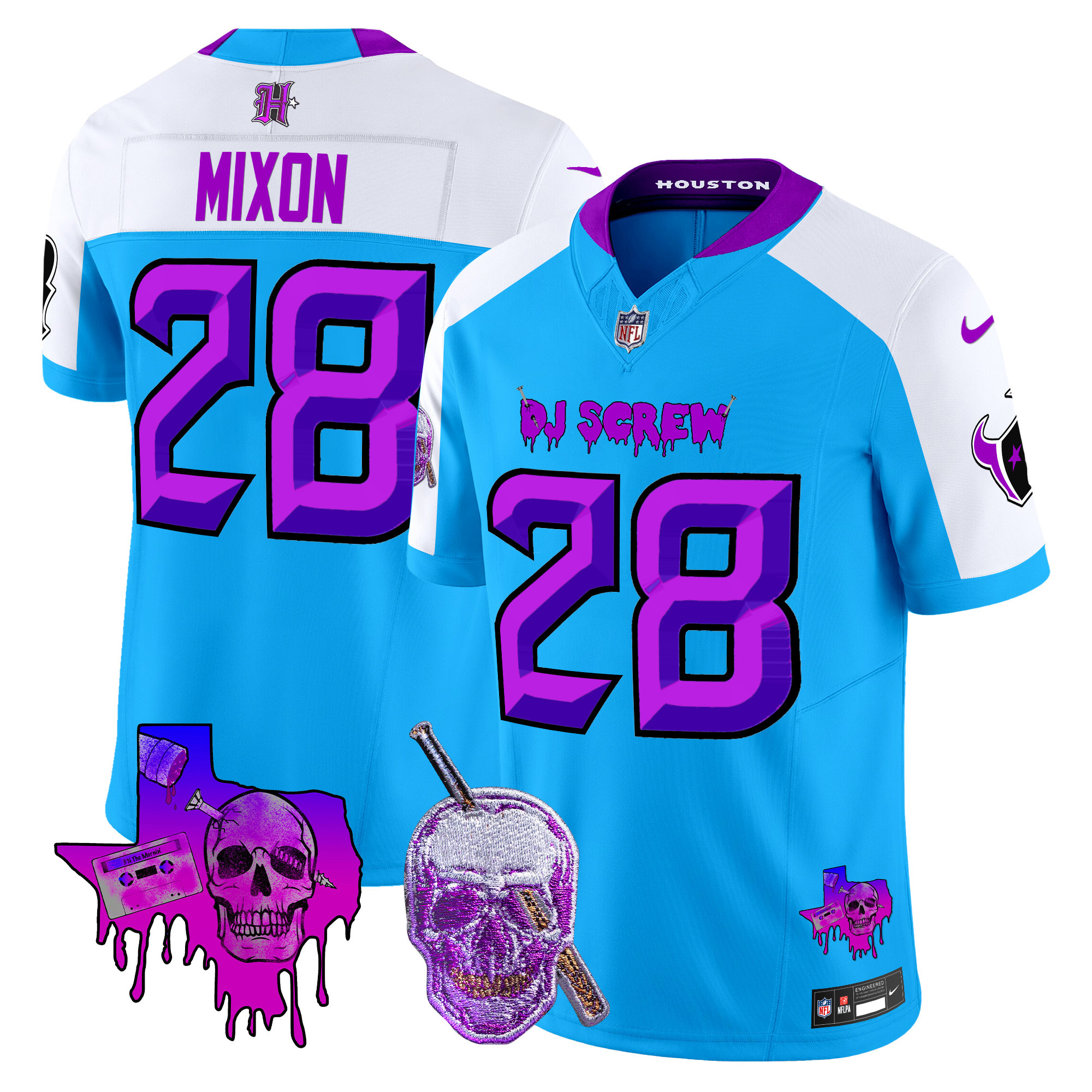 Men's Joe Mixon Houston Texans DJ Screw Vapor Limited Blue Alternate Jersey - All Stitched