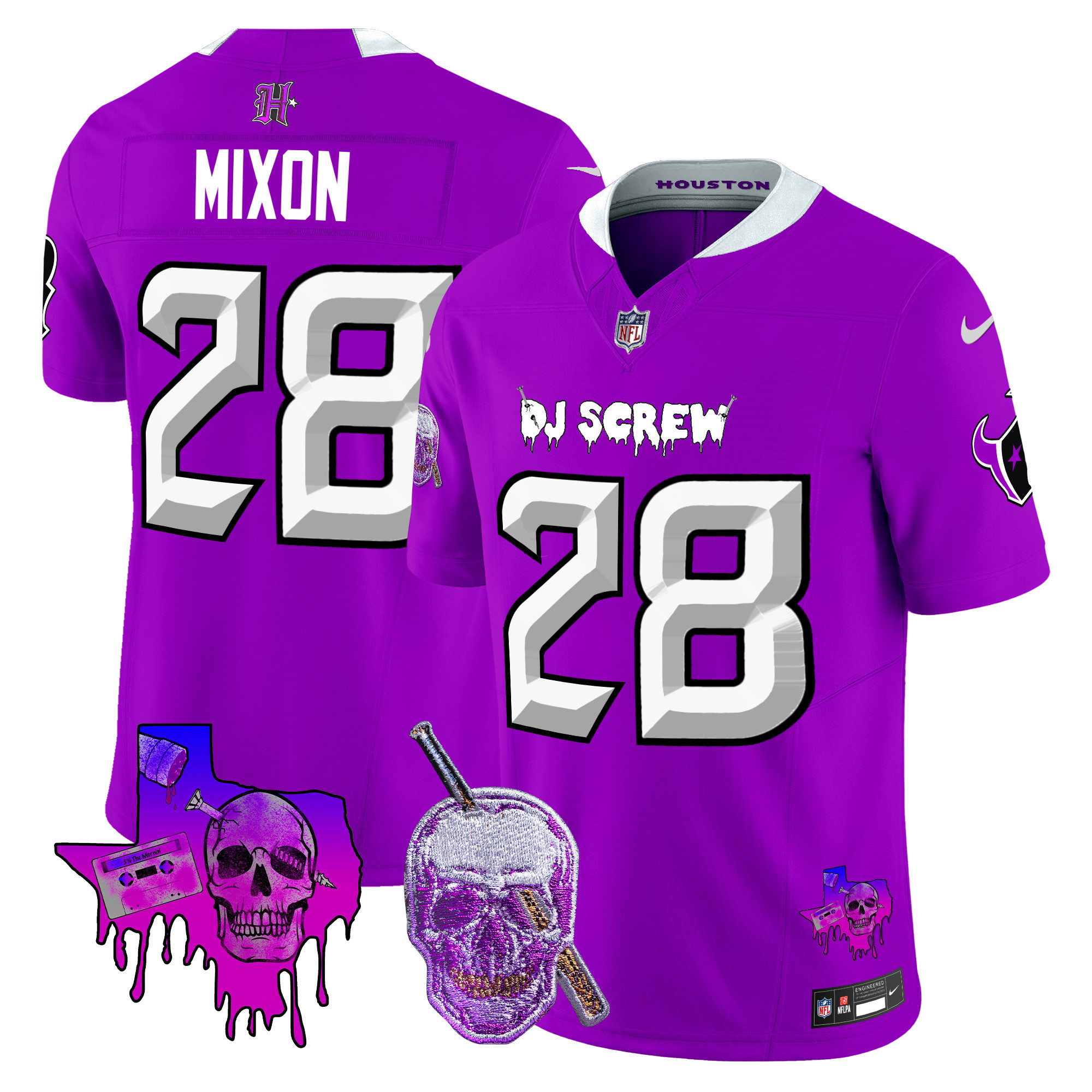 Men's Joe Mixon Houston Texans DJ Screw Vapor Limited Purple Jersey - All Stitched