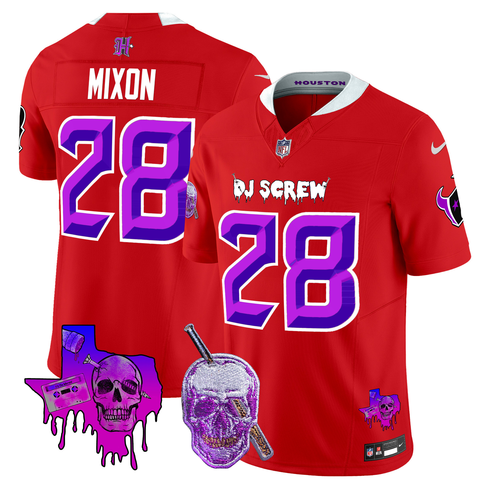 Men's Joe Mixon Houston Texans DJ Screw Vapor Limited Red Jersey - All Stitched