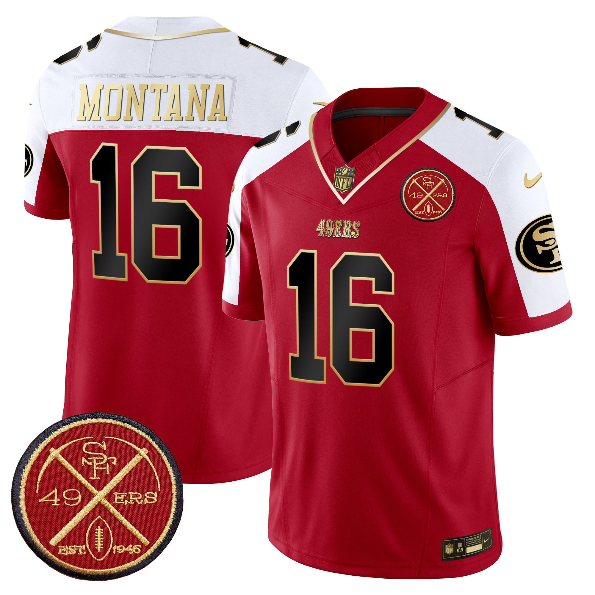 Men's Joe Montana San Francisco 49ers Est.1946 Patch Vapor Limited Alternate Jersey - All Stitched