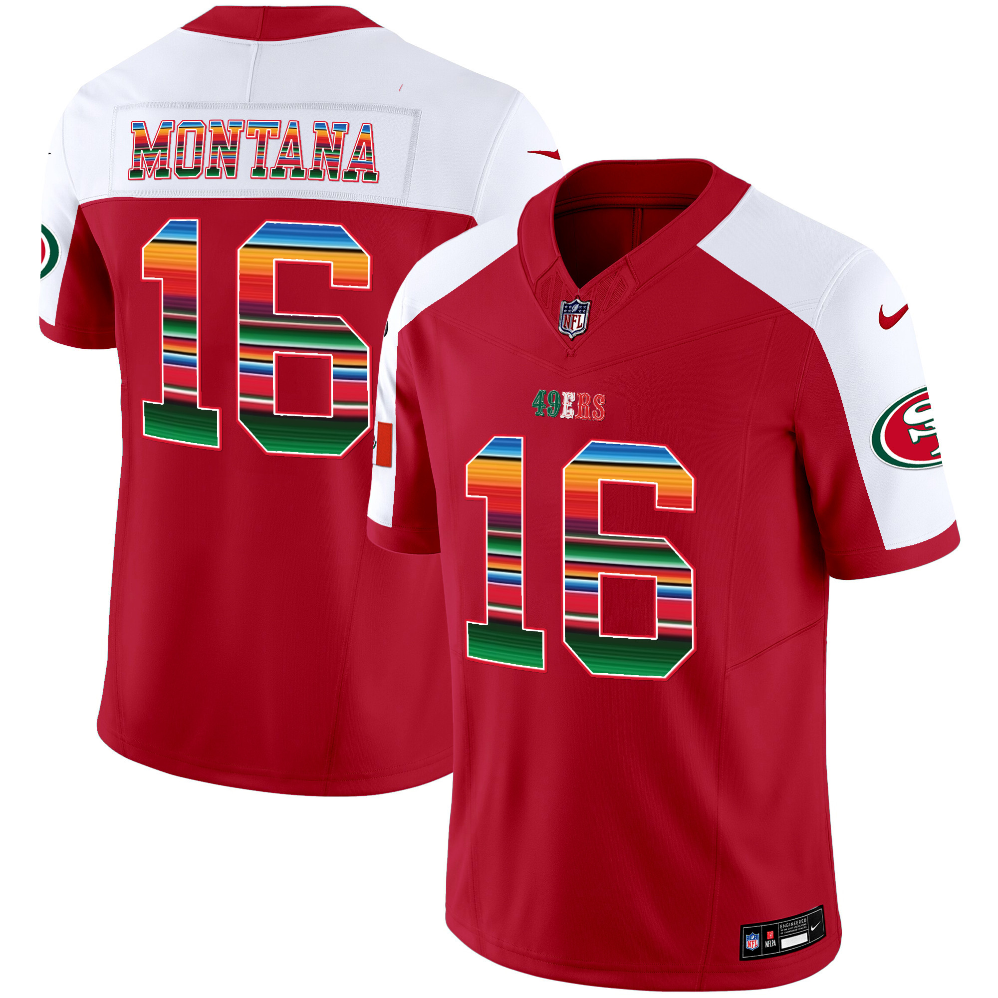 Men's Joe Montana San Francisco 49ers Mexico Vapor Red Alternate Jersey V3 - All Stitched