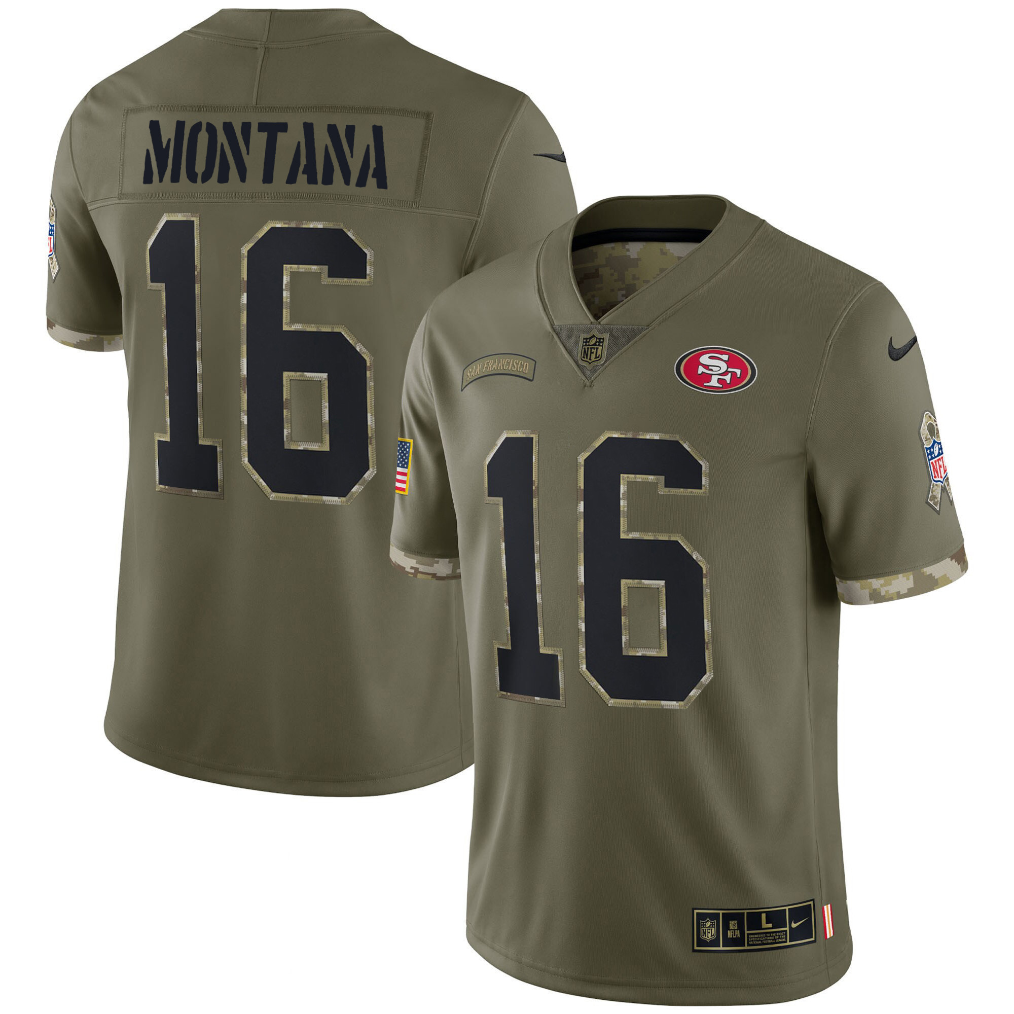 Men's Joe Montana San Francisco 49ers Salute To Service Jersey - All Stitched