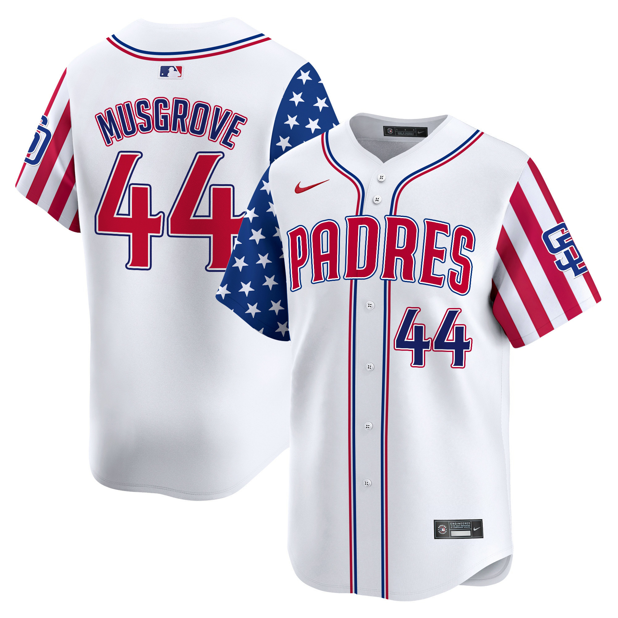 Men's Joe Musgrove San Diego Padres 2024 Independence Day Vapor Premier Limited White Jersey - All Stitched