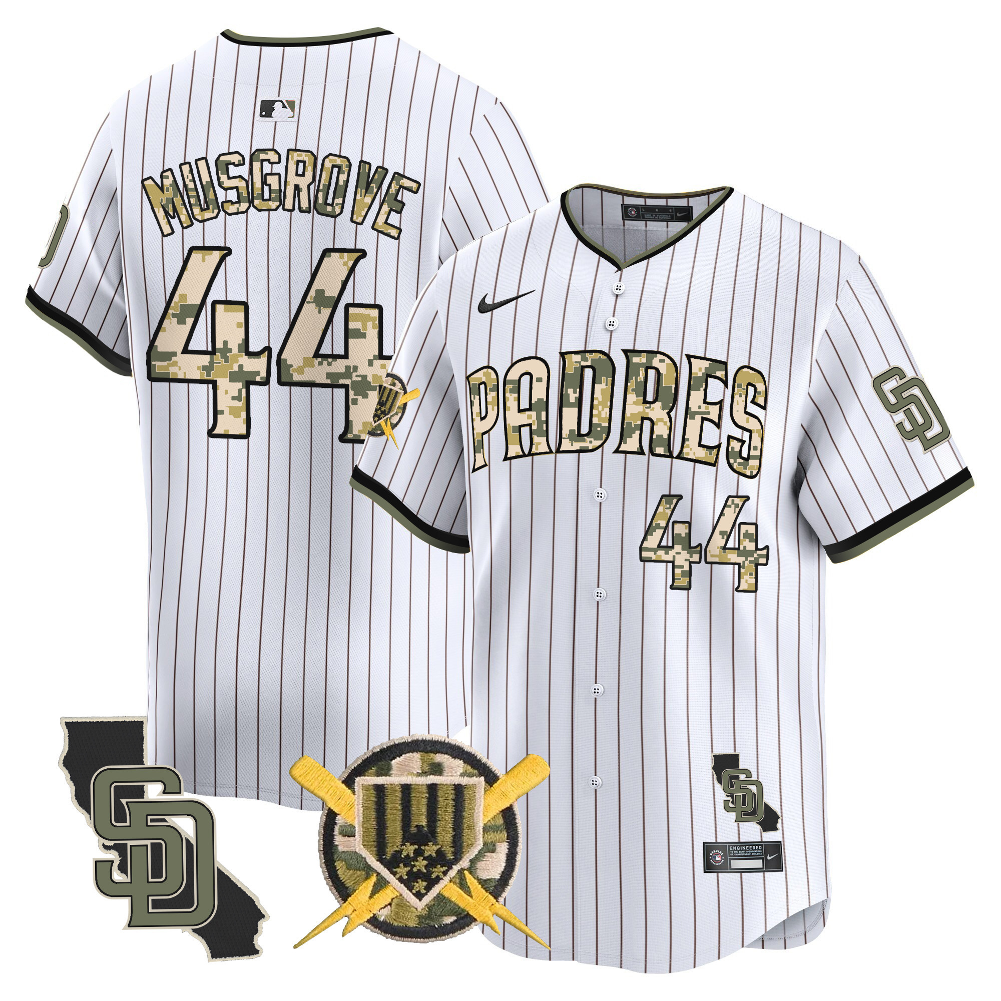 Men's Joe Musgrove San Diego Padres Armed Forces Day Vapor Premier Limited Pinstripe Jersey - All Stitched