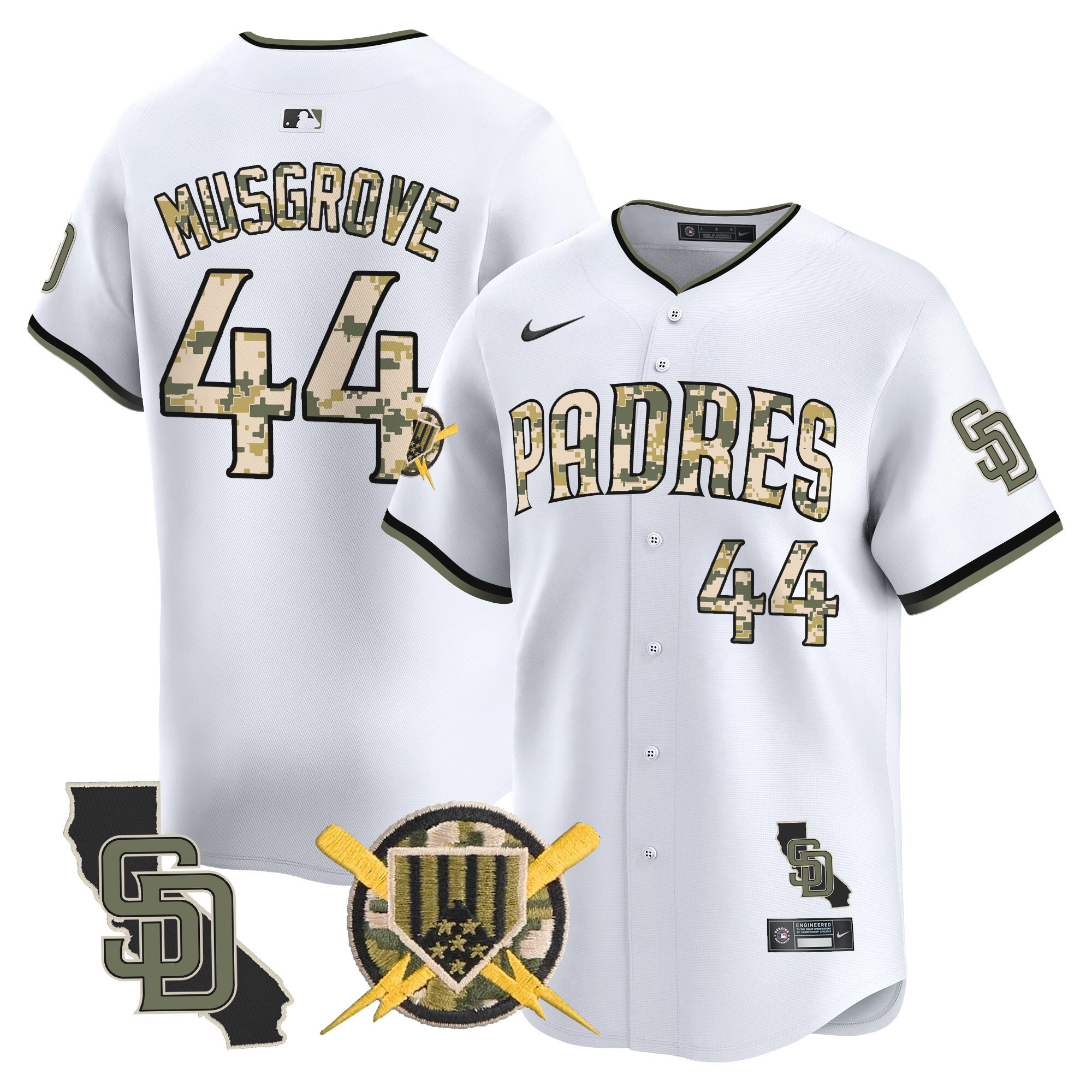 Men's Joe Musgrove San Diego Padres Armed Forces Day Vapor Premier Limited White Jersey - All Stitched