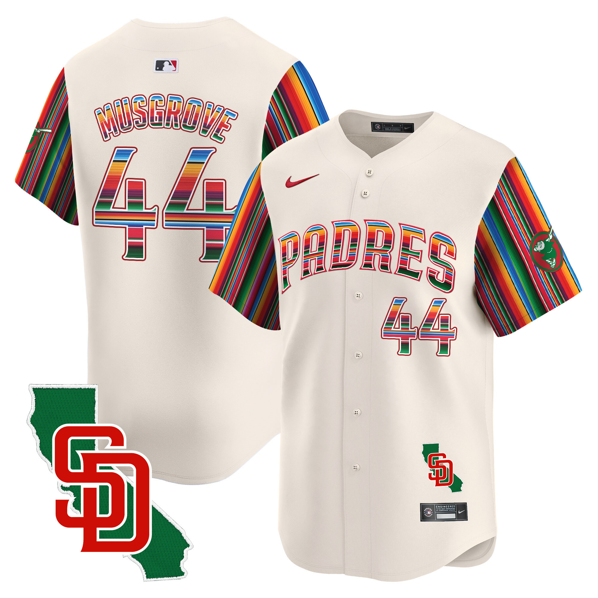 Men's Joe Musgrove San Diego Padres Mexico California Patch Vapor Premier Limited Cream Jersey V6 ñ All Stitched