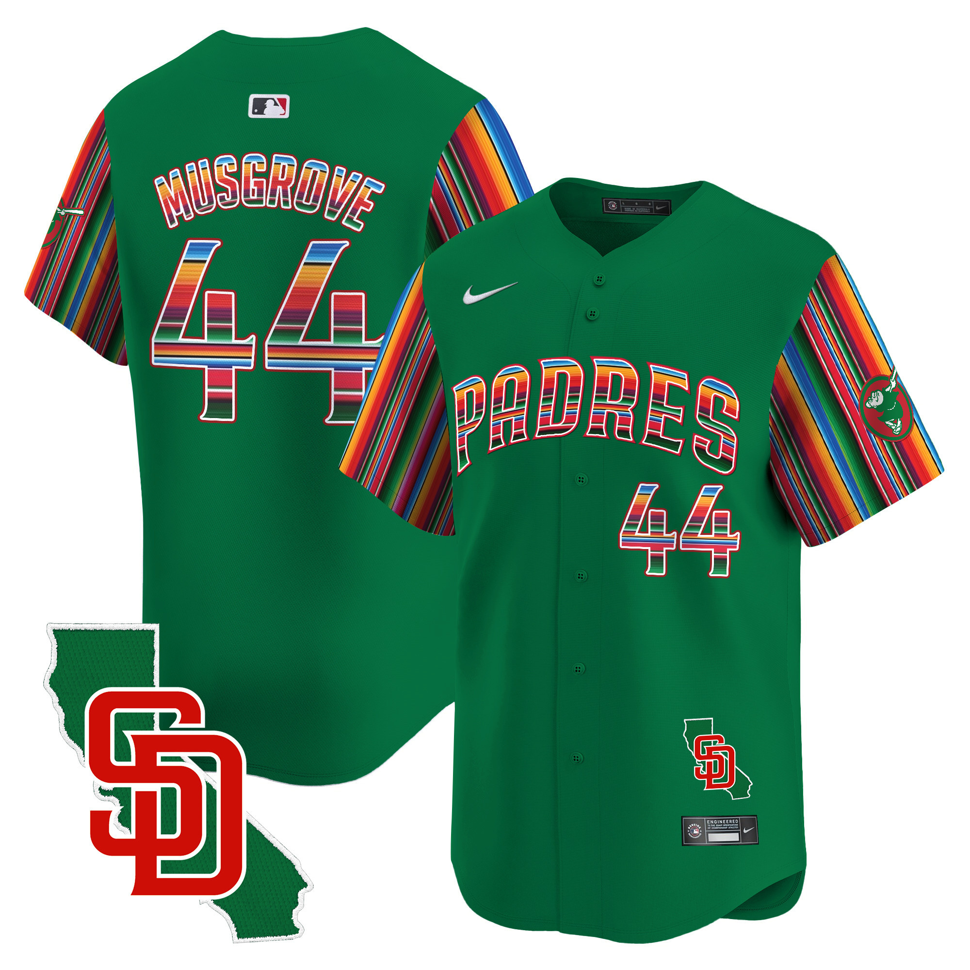 Men's Joe Musgrove San Diego Padres Mexico California Patch Vapor Premier Limited Green Jersey V6 ñ All Stitched