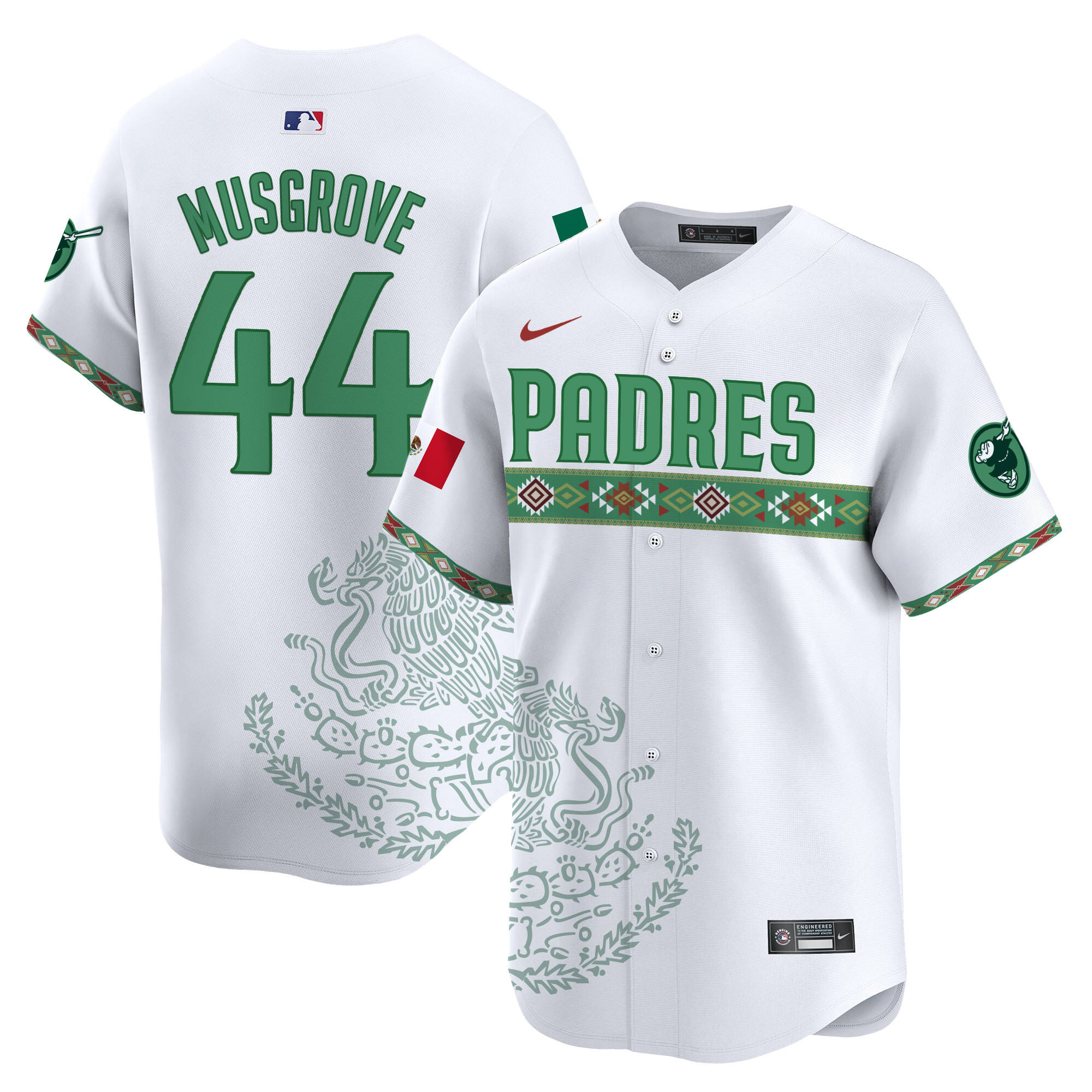 Men's Joe Musgrove San Diego Padres Mexico Vapor Premier Limited White Jersey - Printed