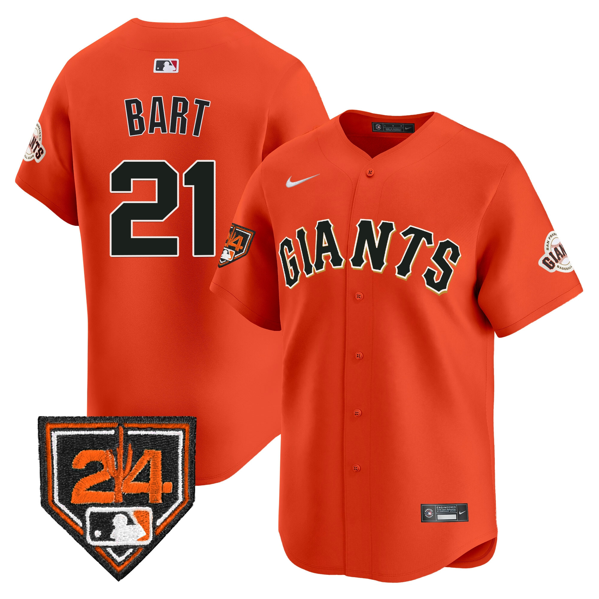 Men's Joey Bart San Francisco Giants 2024 Spring Training Vapor Premier Limited Orange Jersey - All Stitched