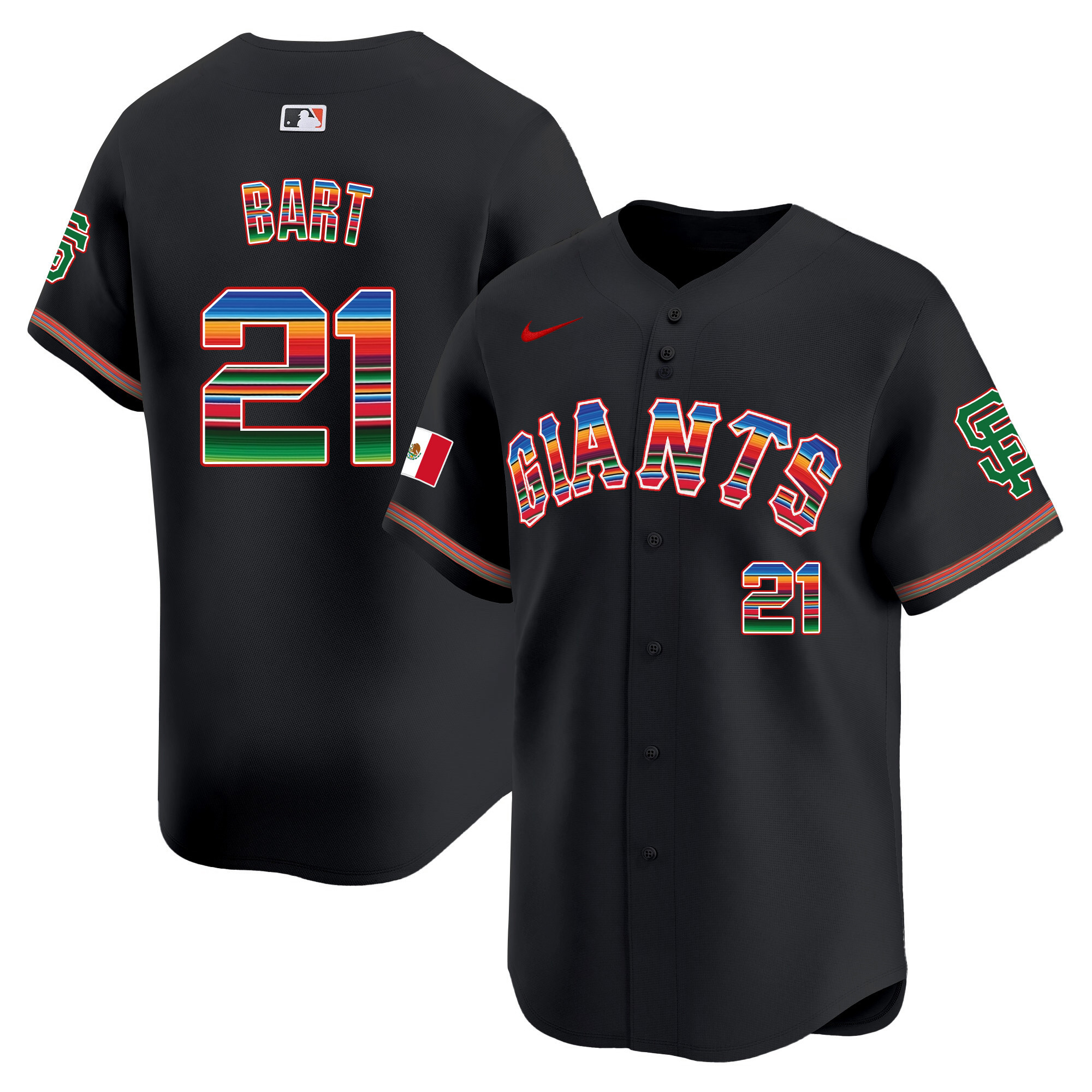 Men's Joey Bart San Francisco Giants Mexico Vapor Premier Limited Black Jersey - All Stitched