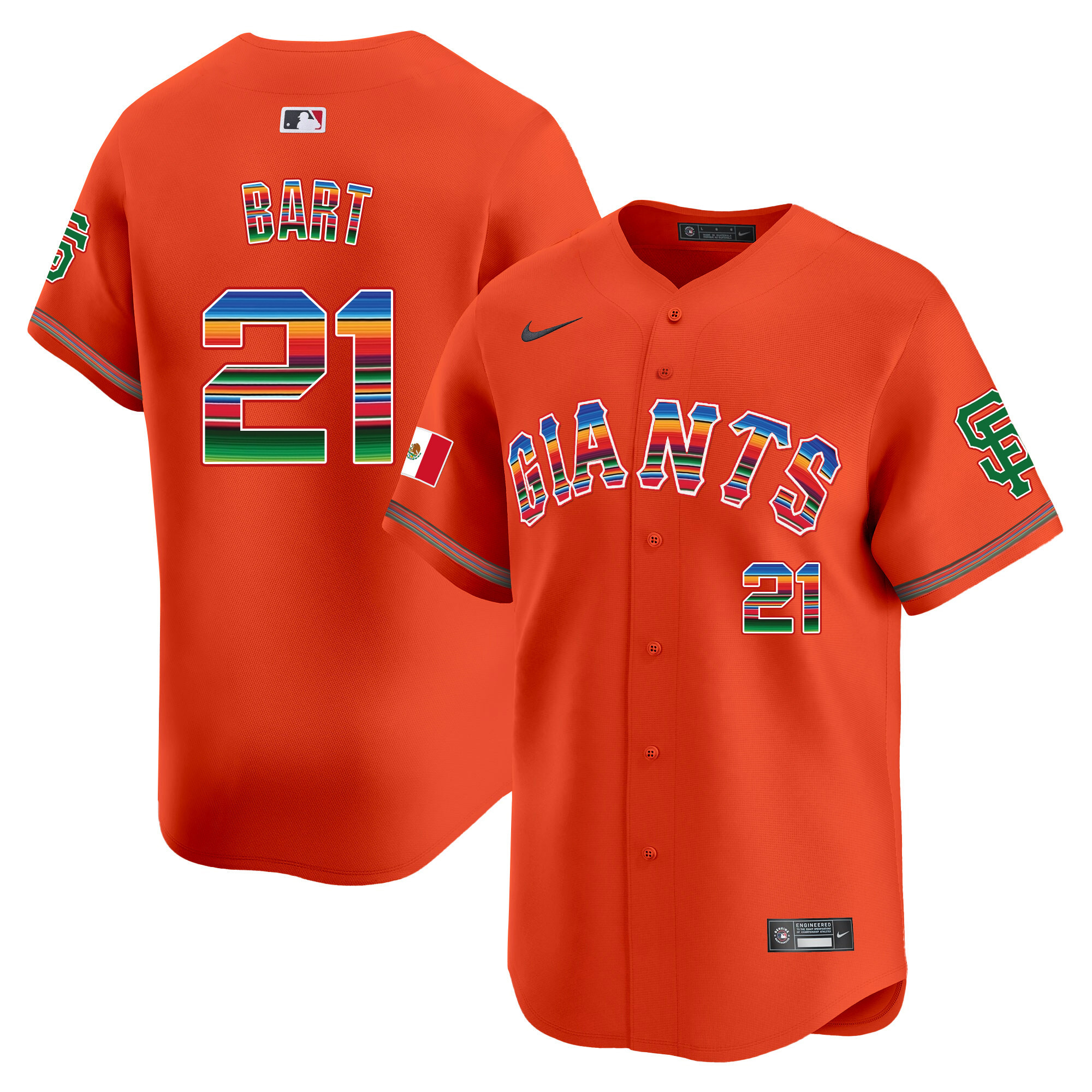 Men's Joey Bart San Francisco Giants Mexico Vapor Premier Limited Orange Jersey - All Stitched