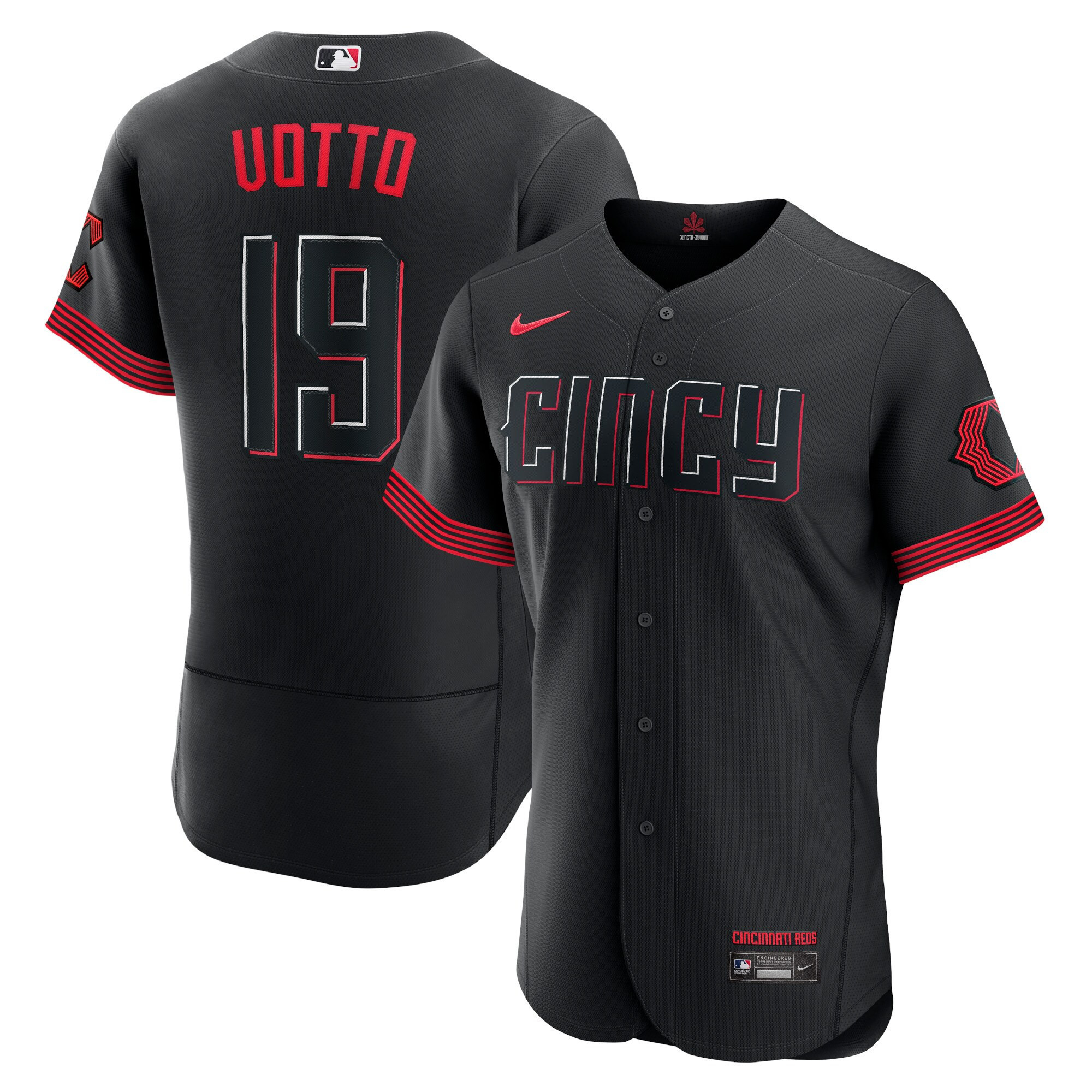 Men's Joey Votto Cincinnati Reds Black 2023 City Connect Flex Base Jersey - All Stitched