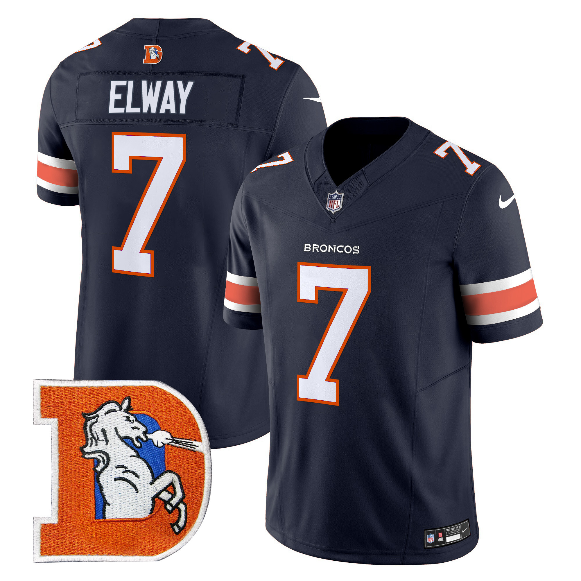 Men's John Elway Denver Broncos Throwback Vapor Limited Navy Jersey - All Stitched