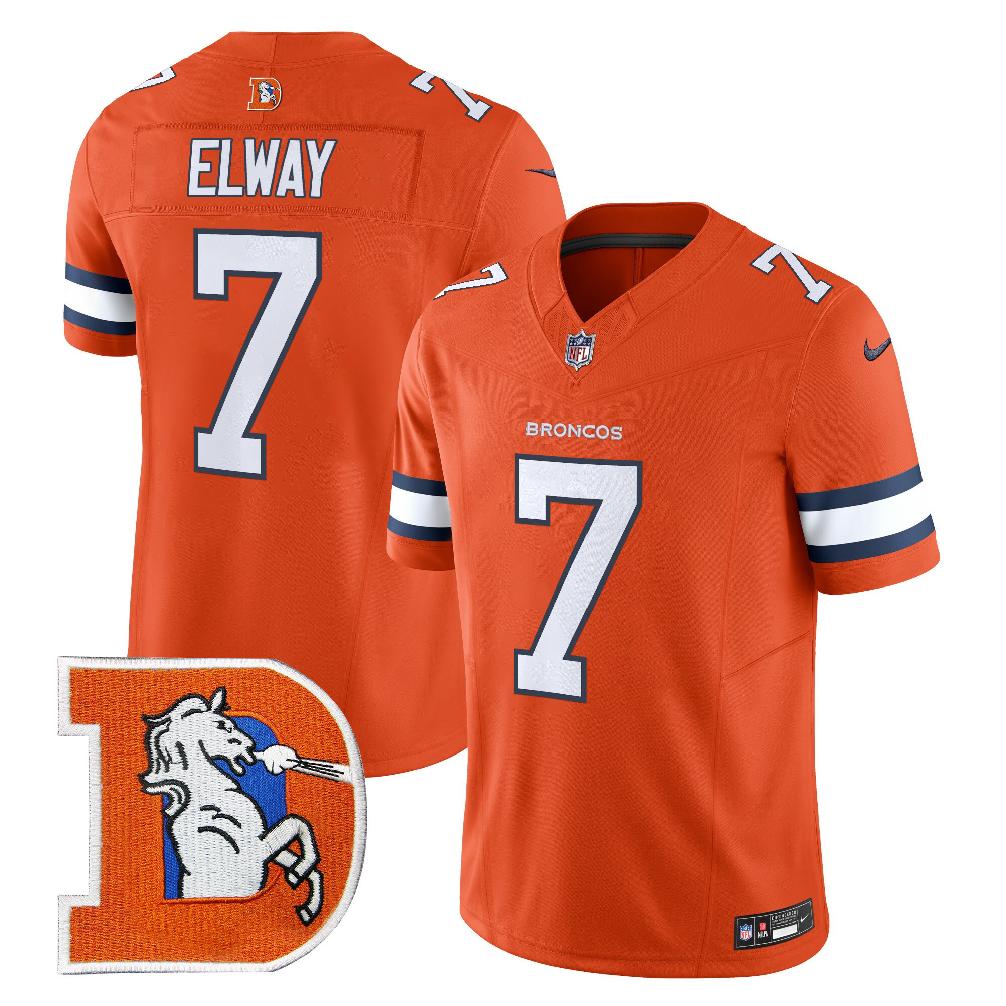 Men's John Elway Denver Broncos Throwback Vapor Limited Orange Jersey - All Stitched