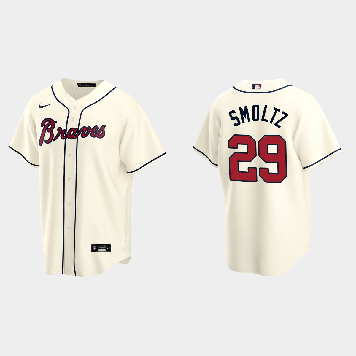 Men's John Smoltz Atlanta Braves Alternate Jersey - Cream