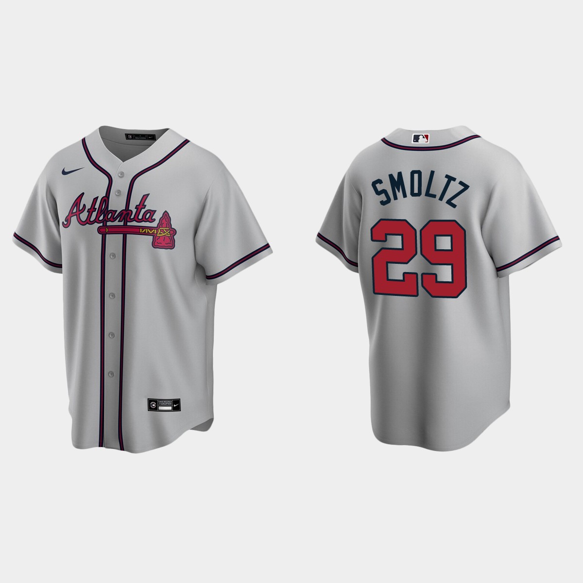 Men's John Smoltz Atlanta Braves Road Jersey - Gray