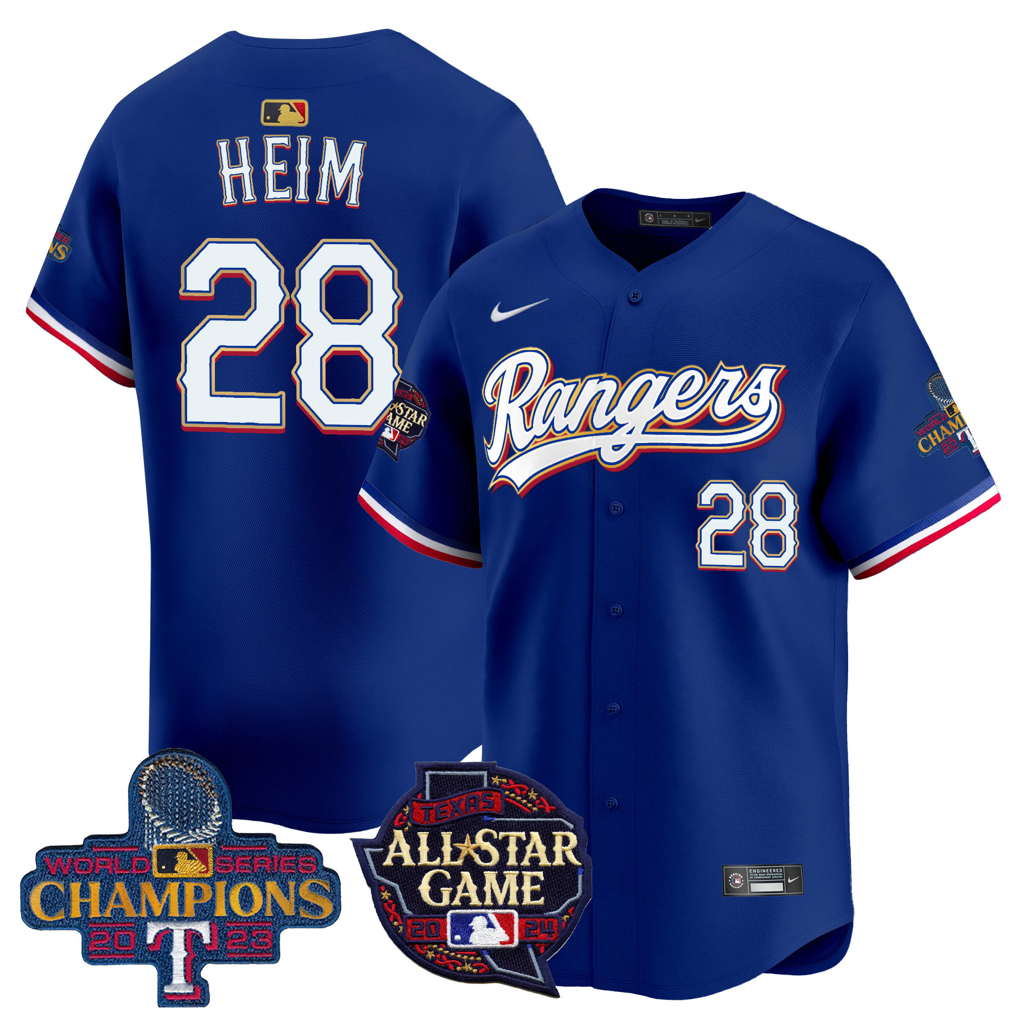 Men's Jonah Heim Texas Rangers 2024 All Star Game Patch Vapor Premier Limited Royal Jersey - All Stitched