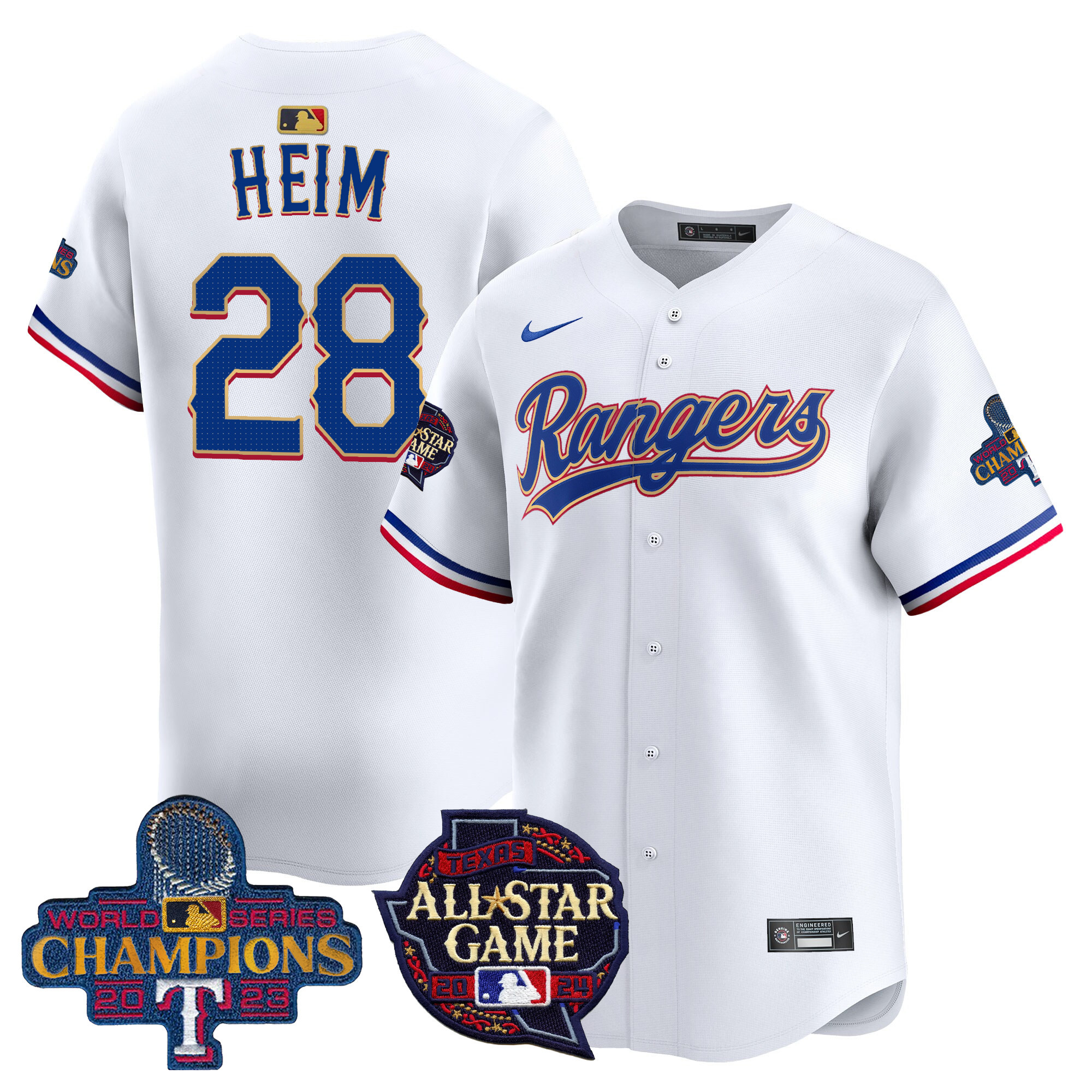 Men's Jonah Heim Texas Rangers 2024 All Star Game Patch Vapor Premier Limited White Jersey - All Stitched