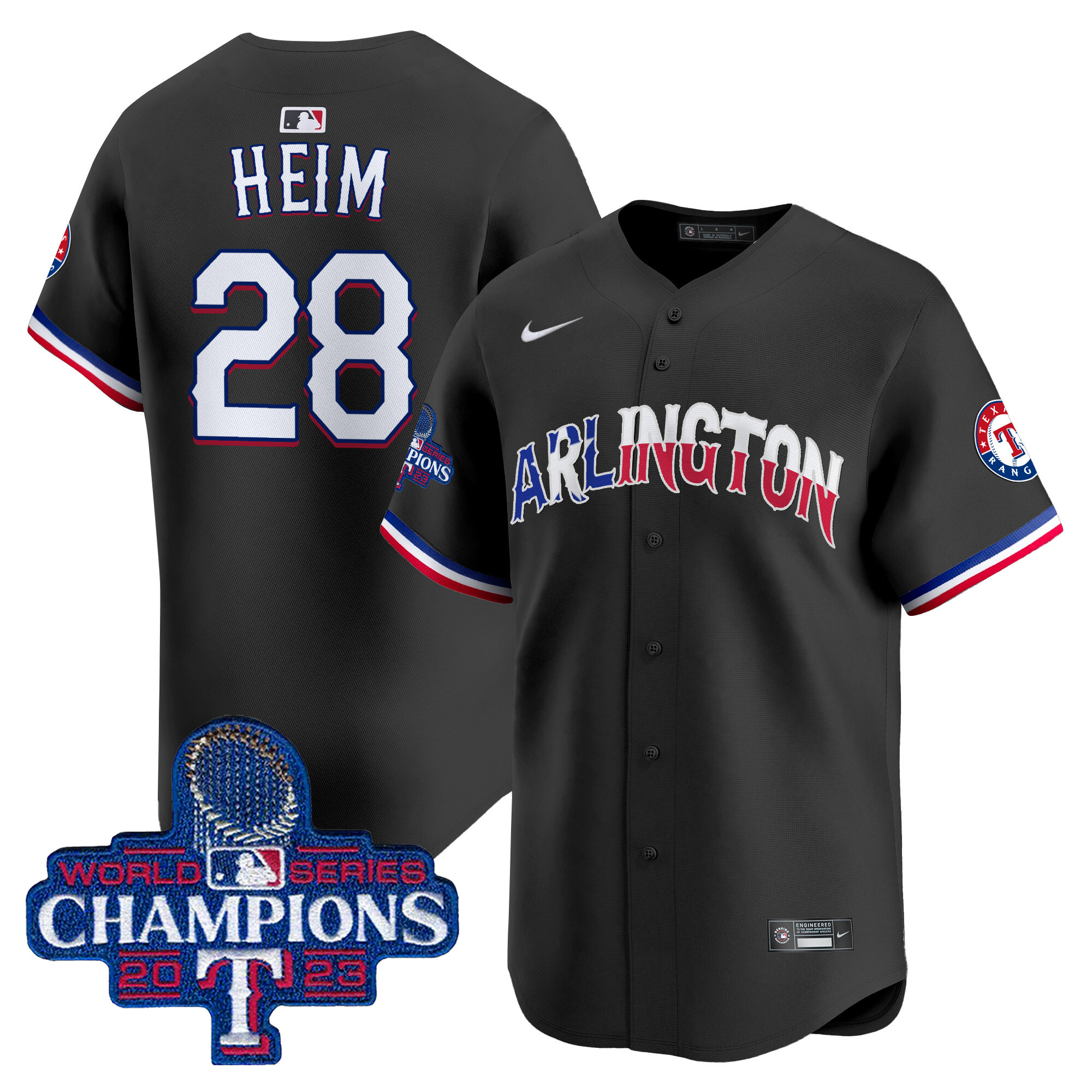 Men's Jonah Heim Texas Rangers Arlington Champions Vapor Premier Limited Black Jersey - All Stitched